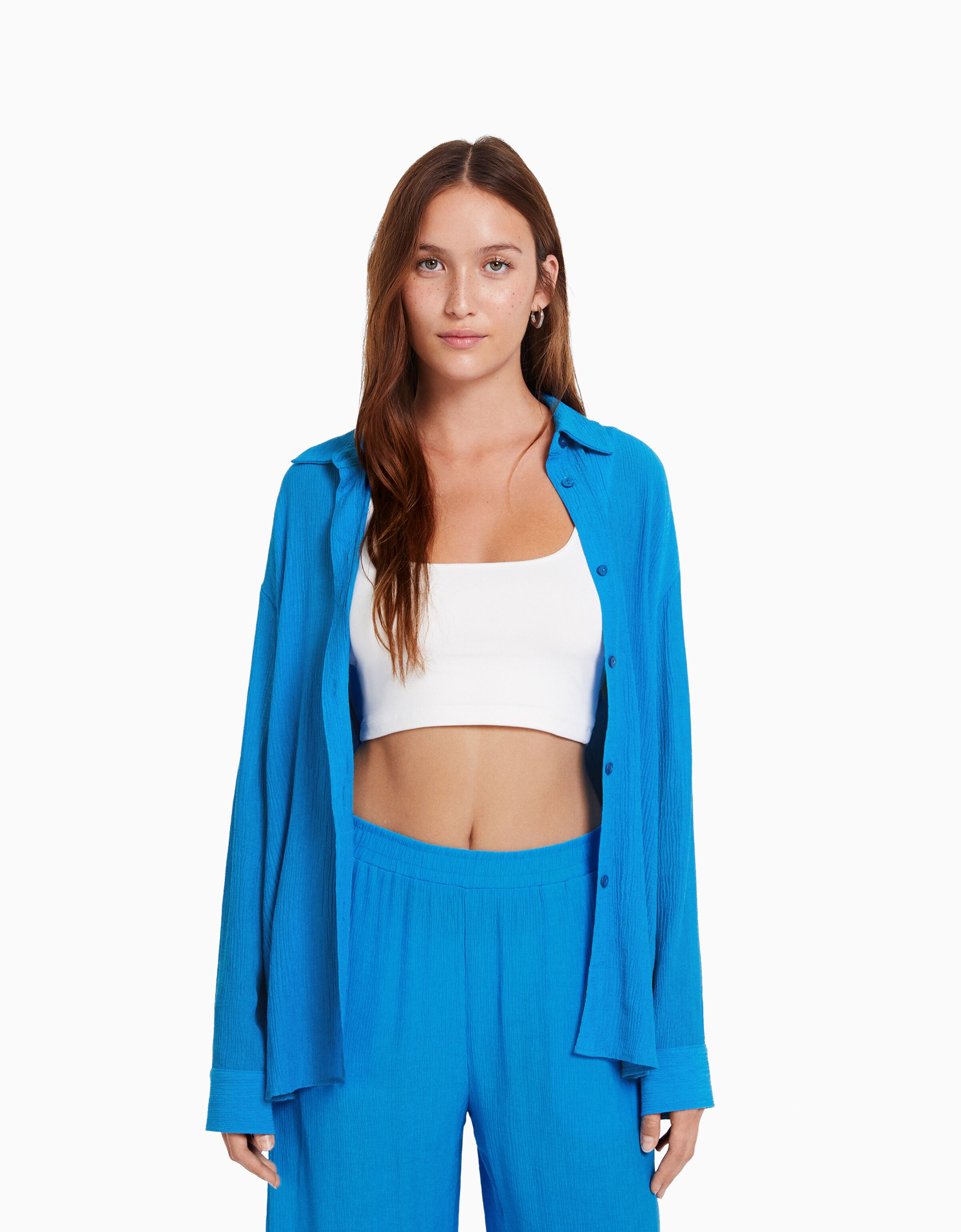 Camisa manga larga oversize bambula