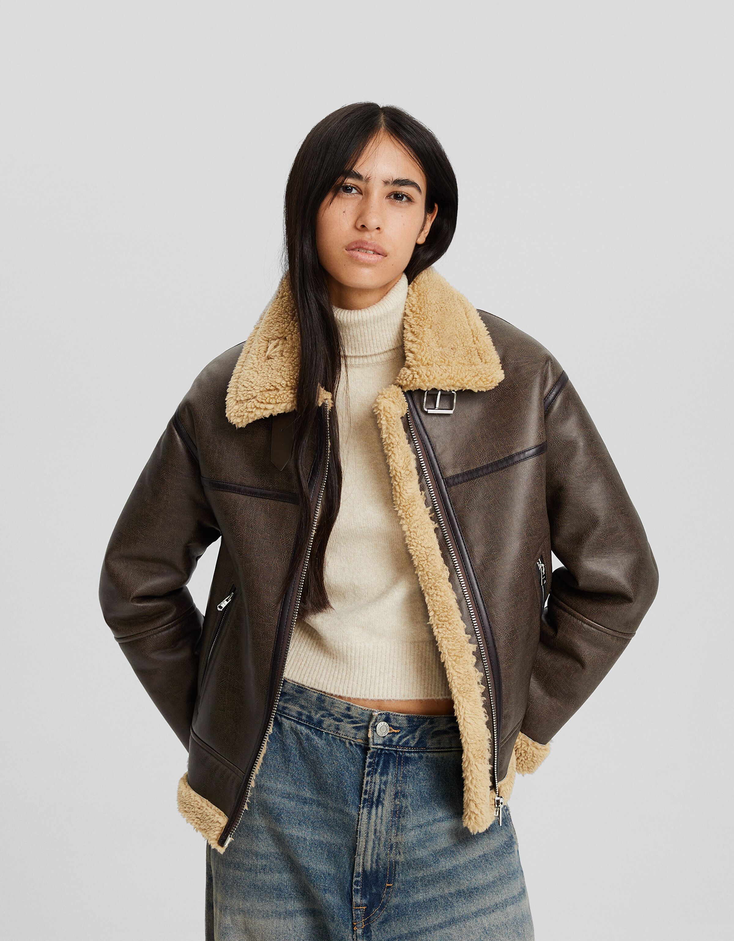 Cazadora doble faz efecto piel