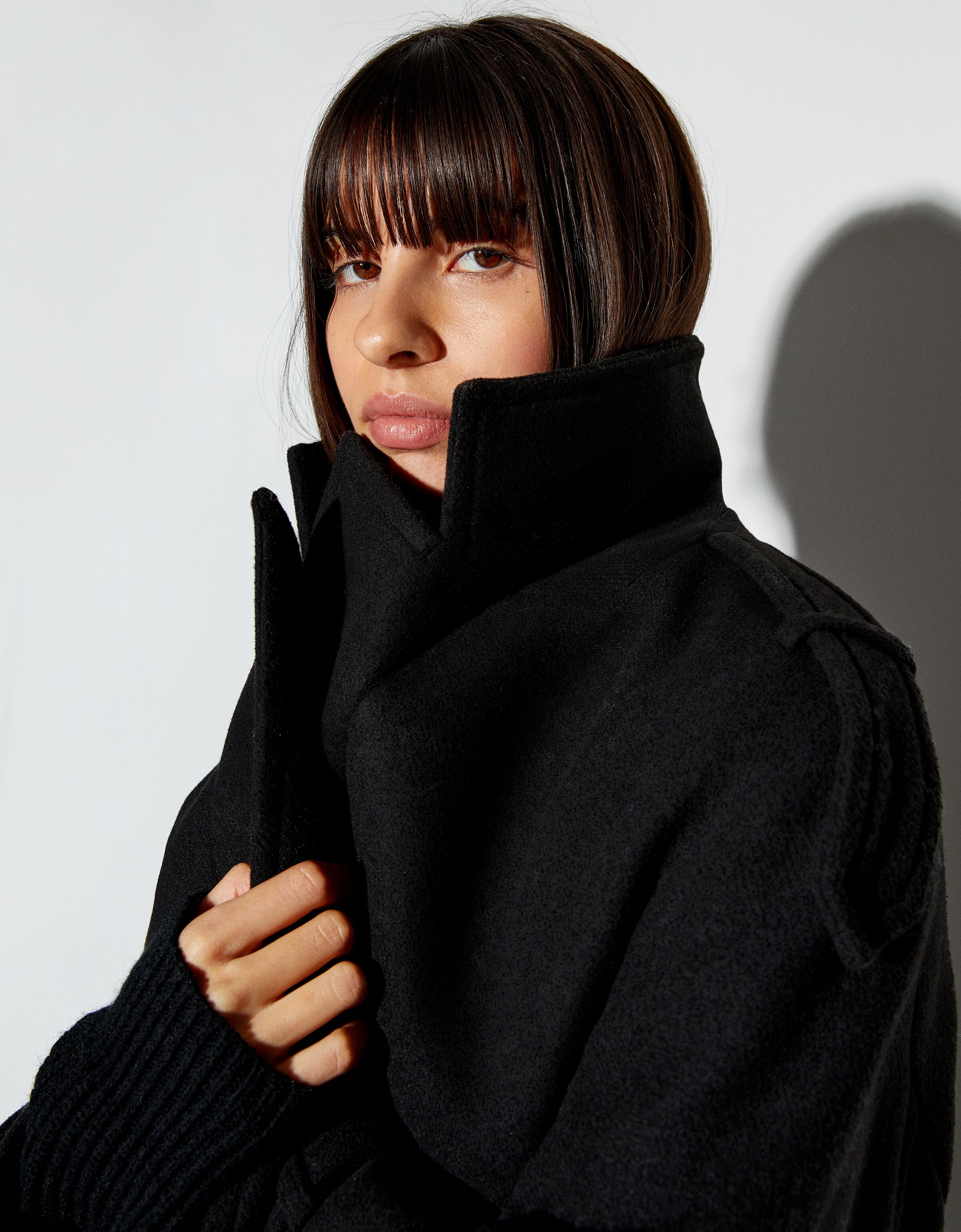 Abrigo trench con lana