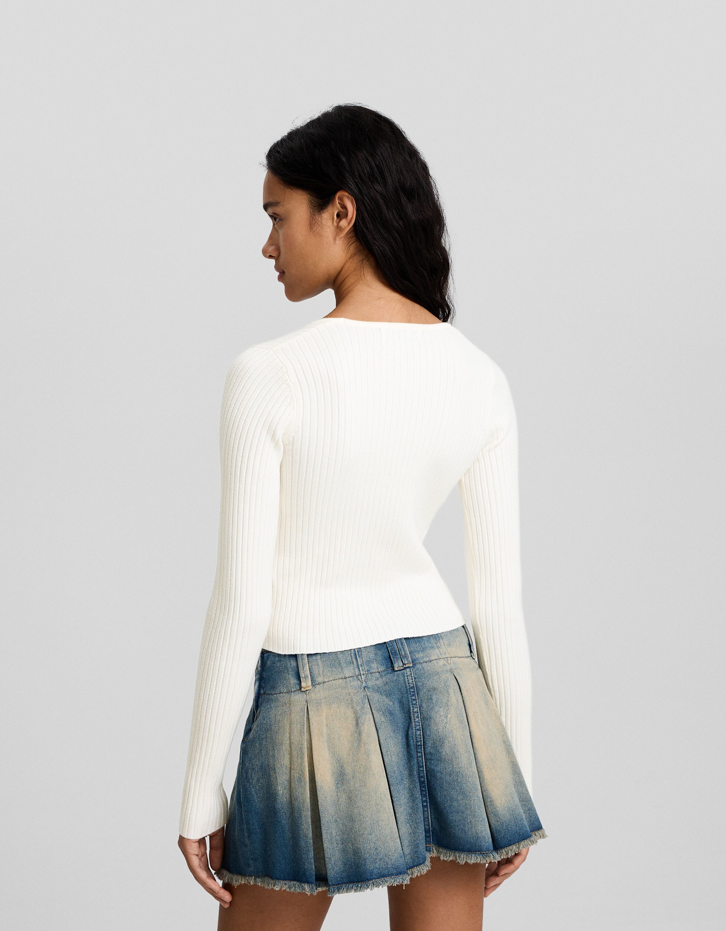 Jersey escote corazón canalé