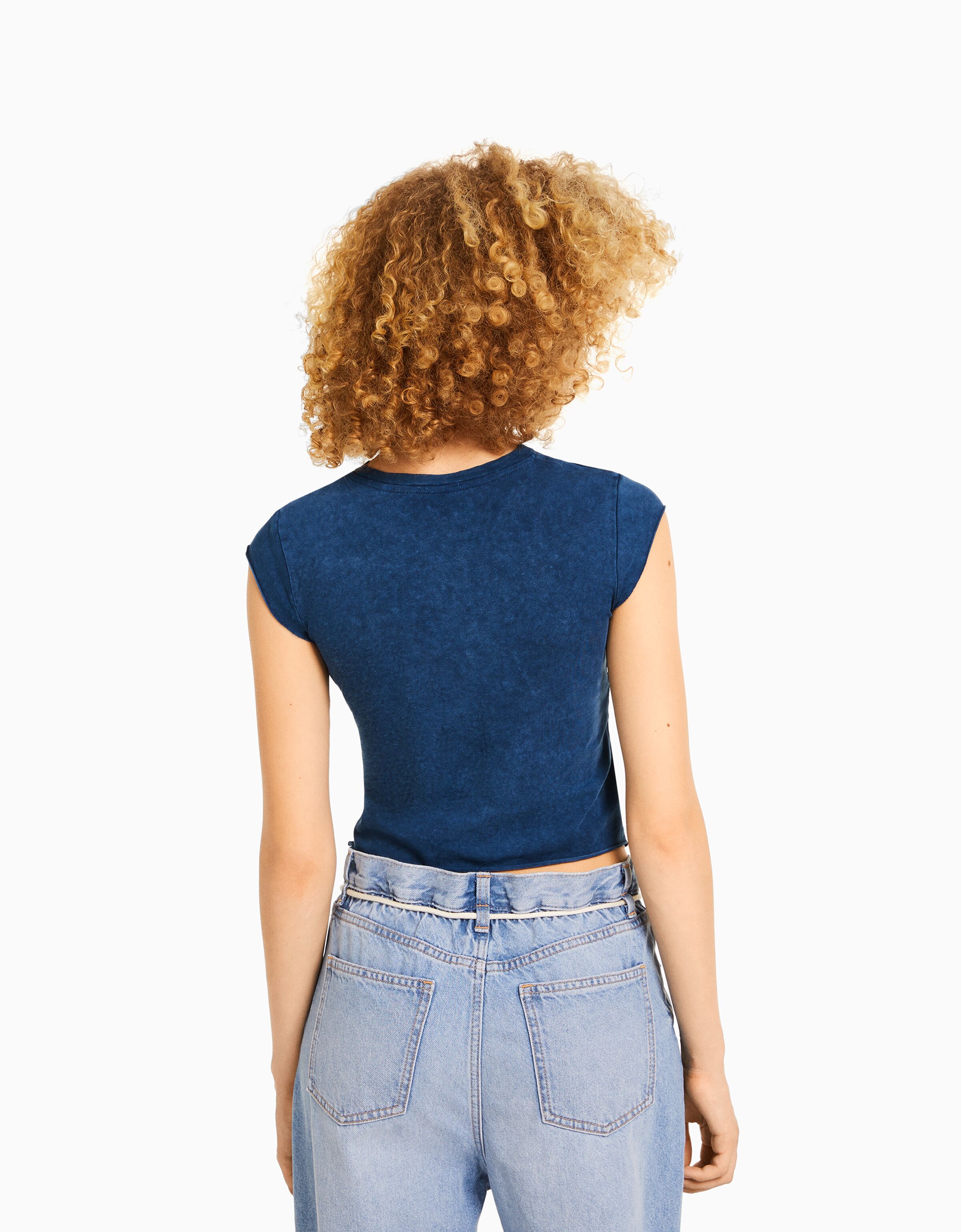 Camiseta manga corta cropped print