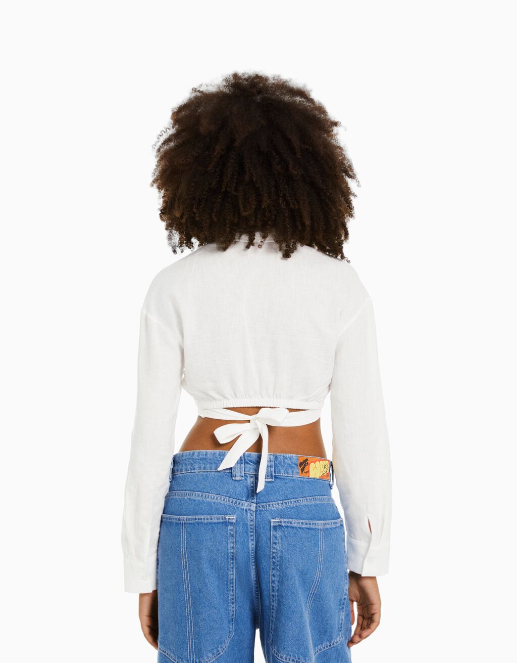 Camisa manga larga cruzada lino