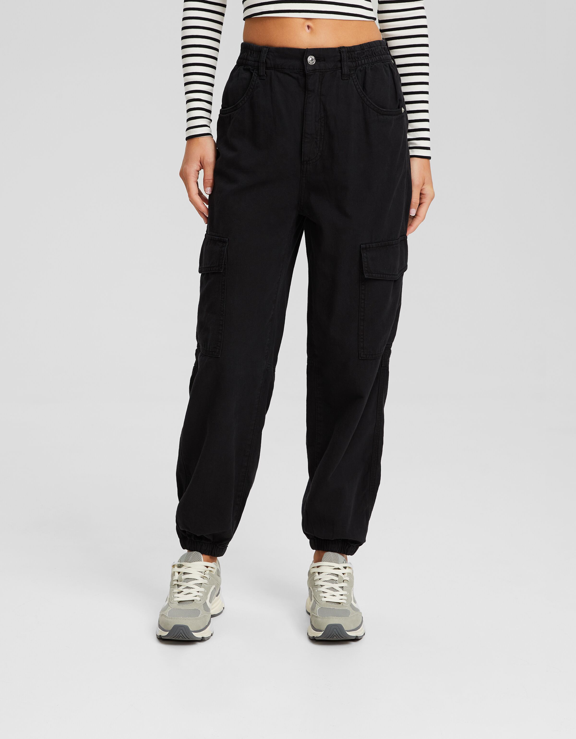 Pantalón jogger algodón cintura frunce bolsillos