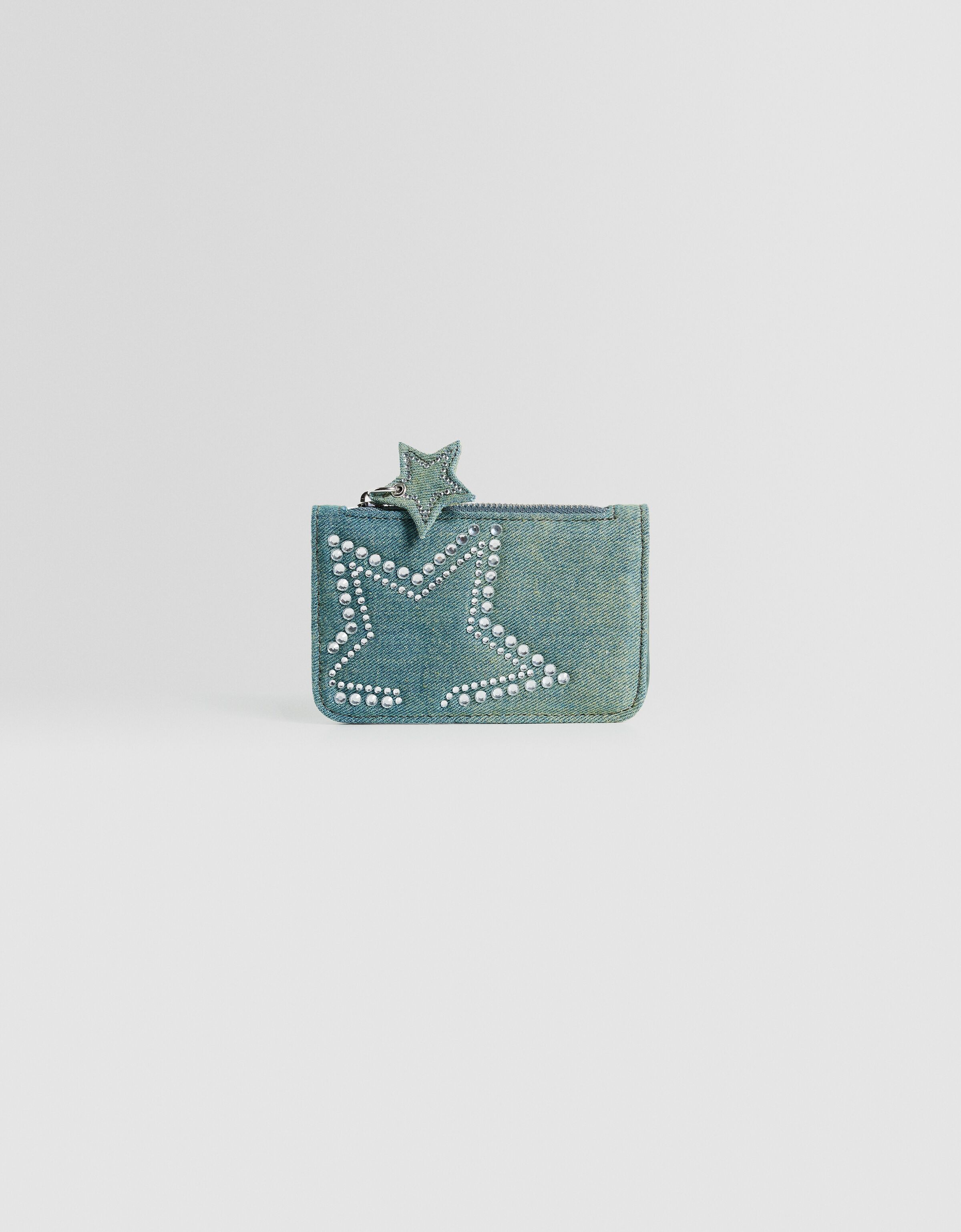 Monedero denim strass