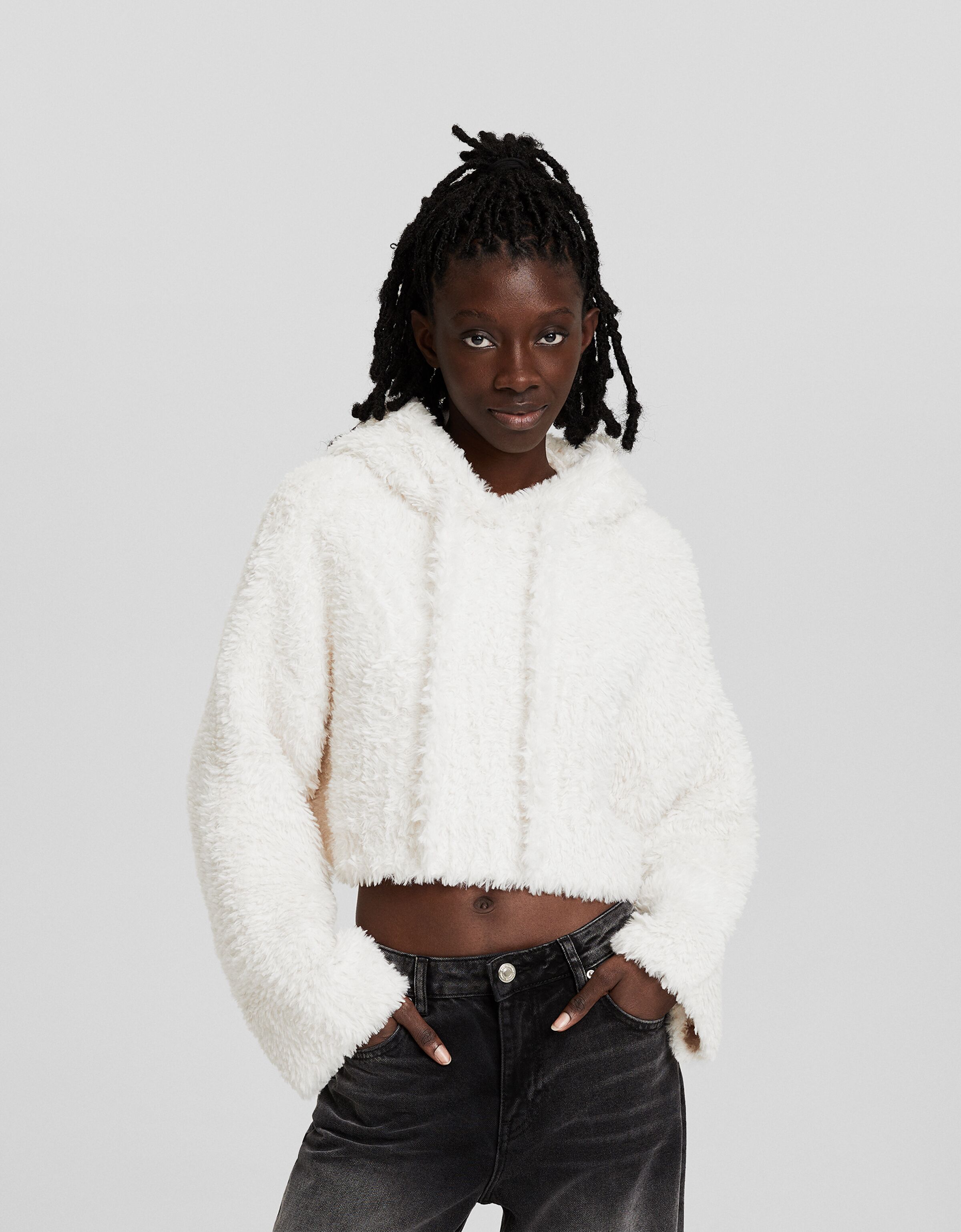 Jersey capucha efecto pelo