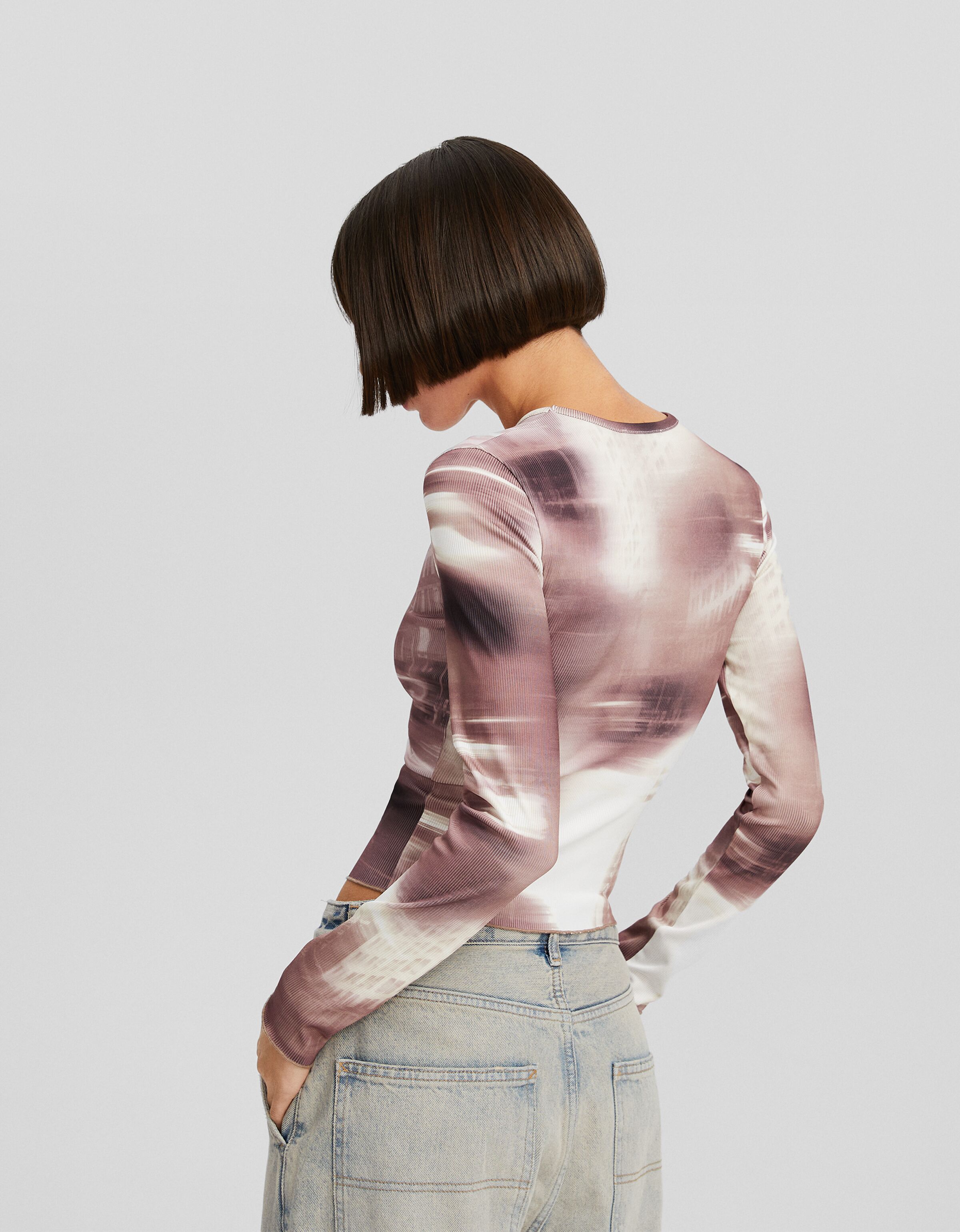 Camiseta manga larga rib print