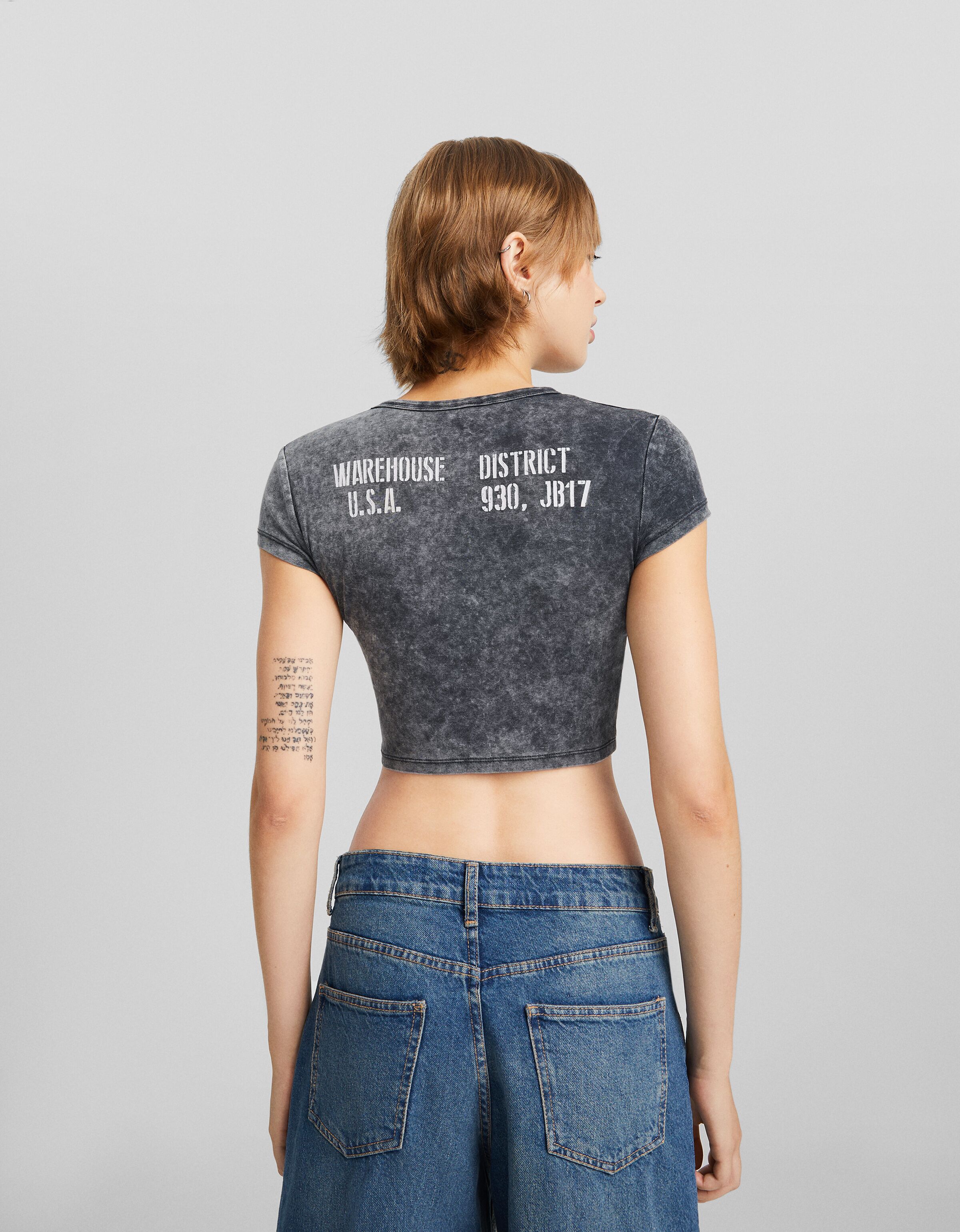 Camiseta manga corta ajustada print