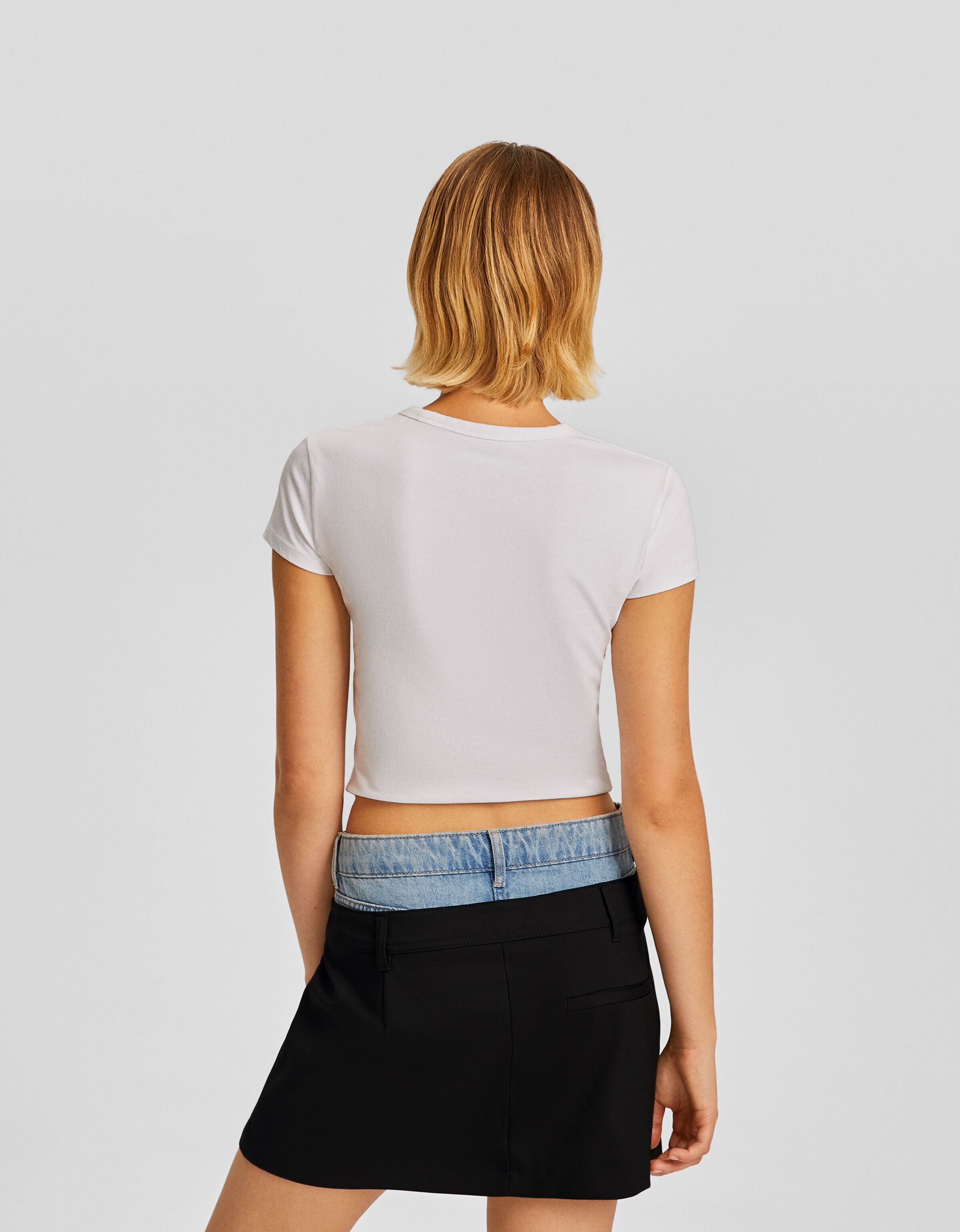 Falda tailoring cintura denim contaste