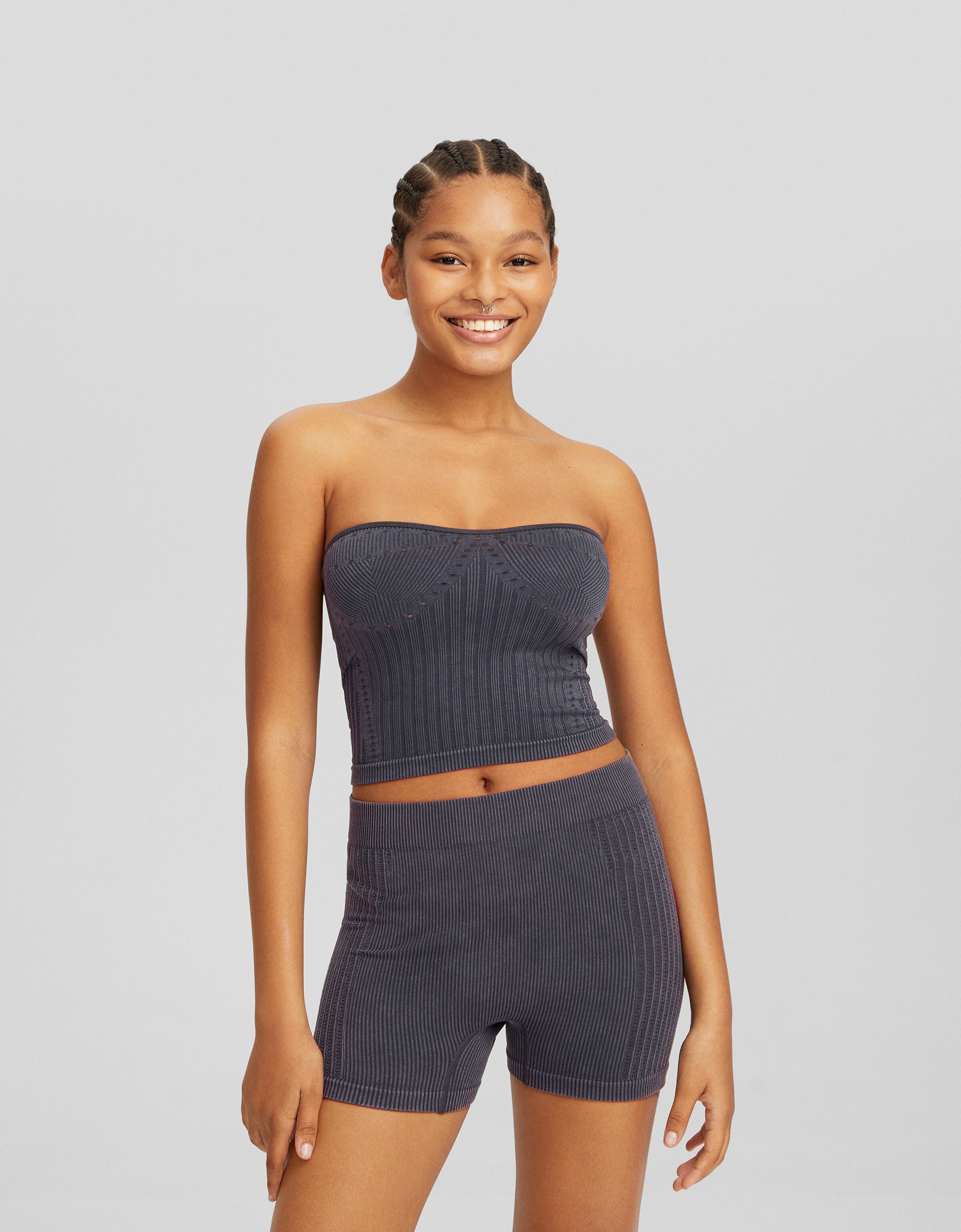 Top bandeau seamless efecto lavado