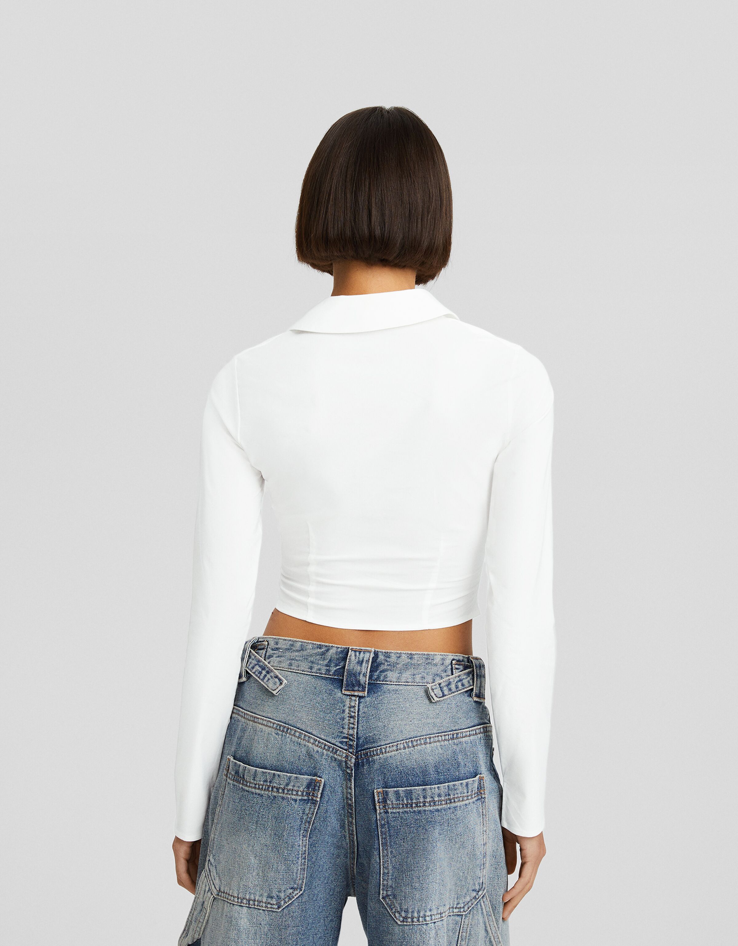 Blusa manga larga bengalina cremallera