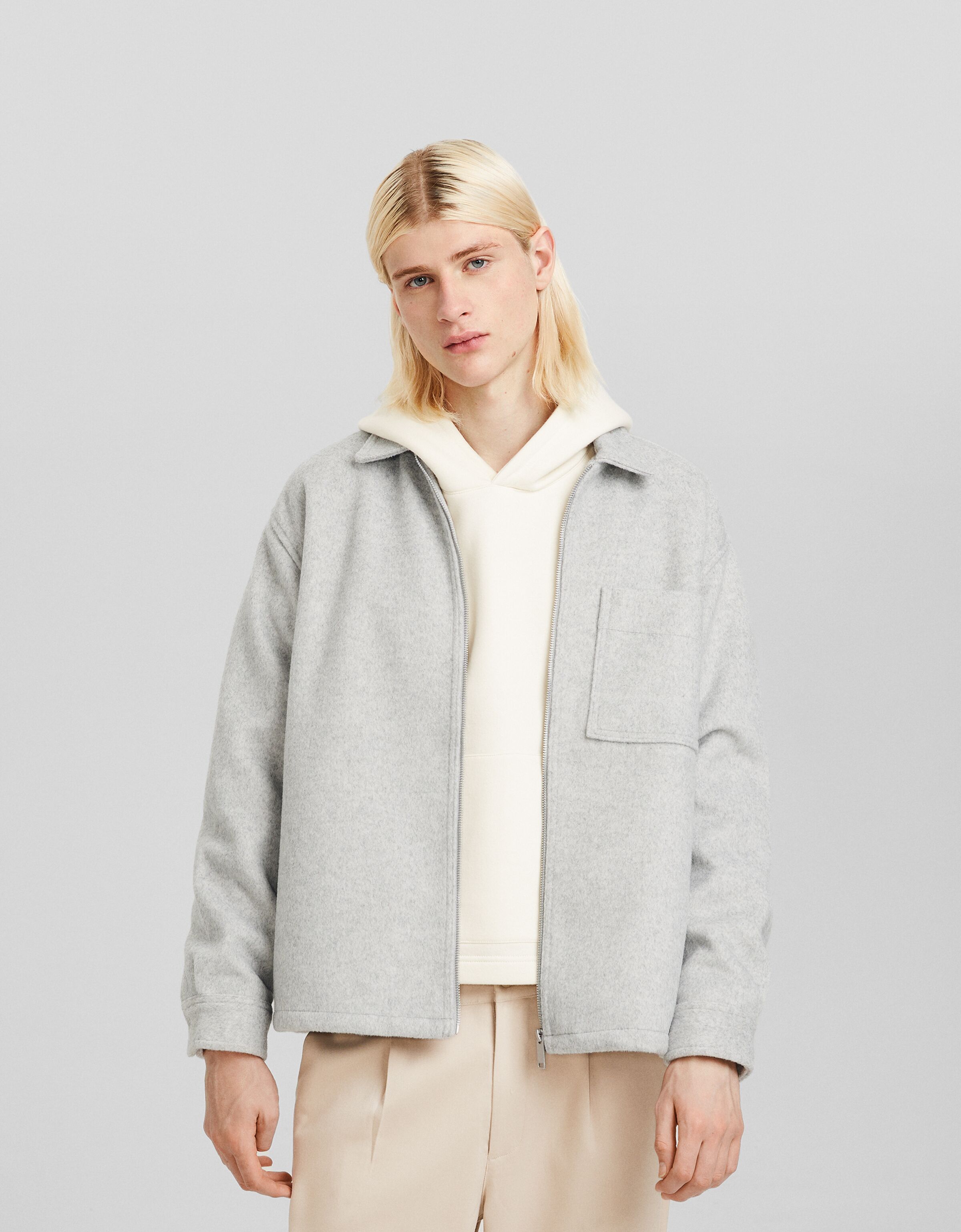 Sobrecamisa manga larga efecto franela cremallera