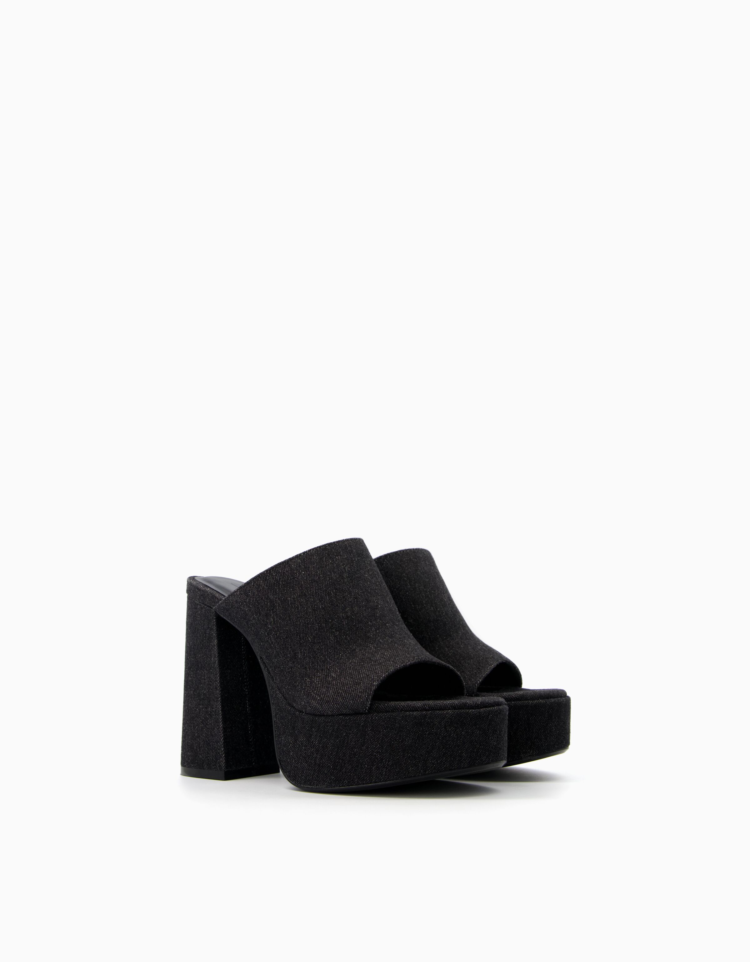 Mule tacón plataforma denim