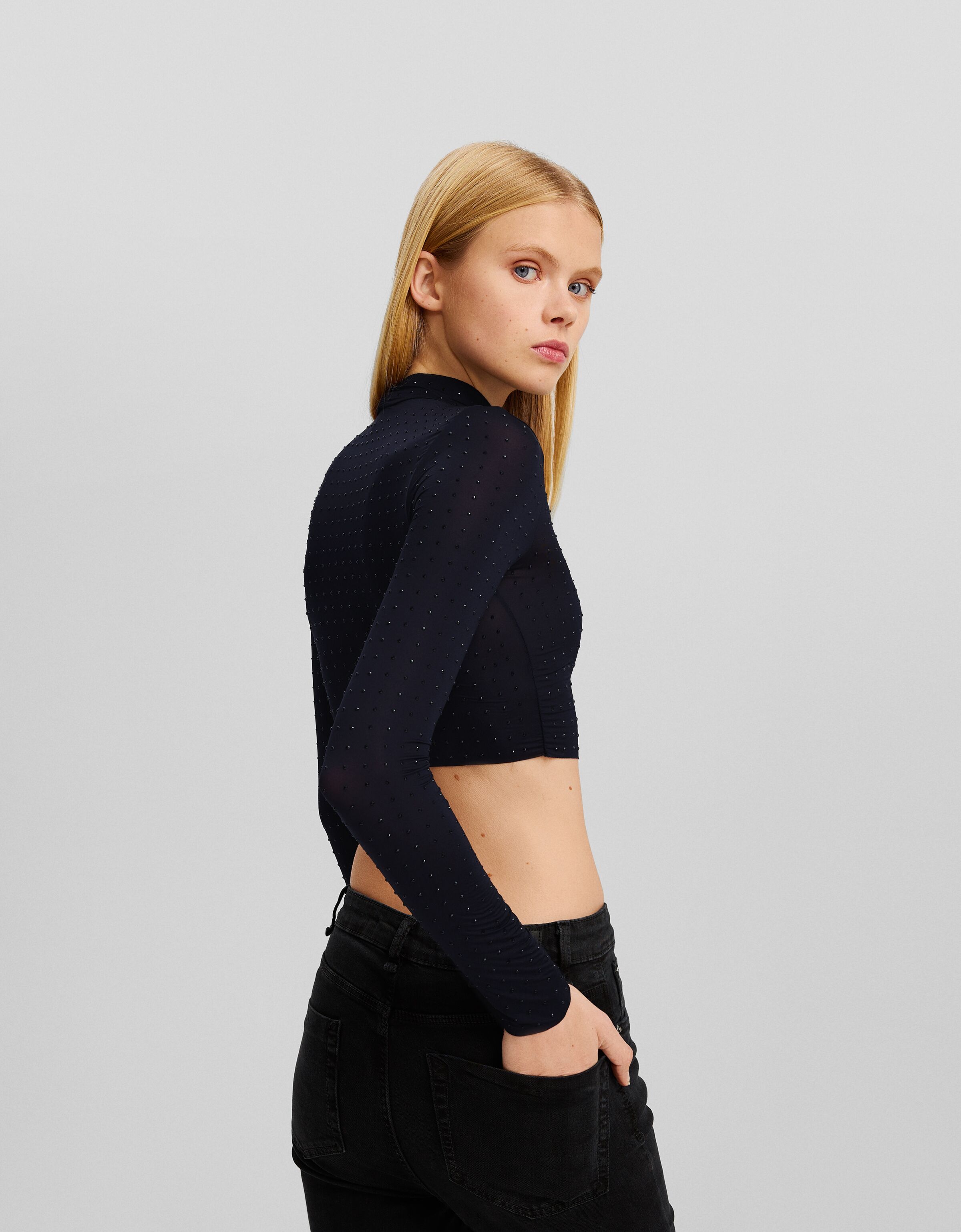 Camiseta manga larga strass