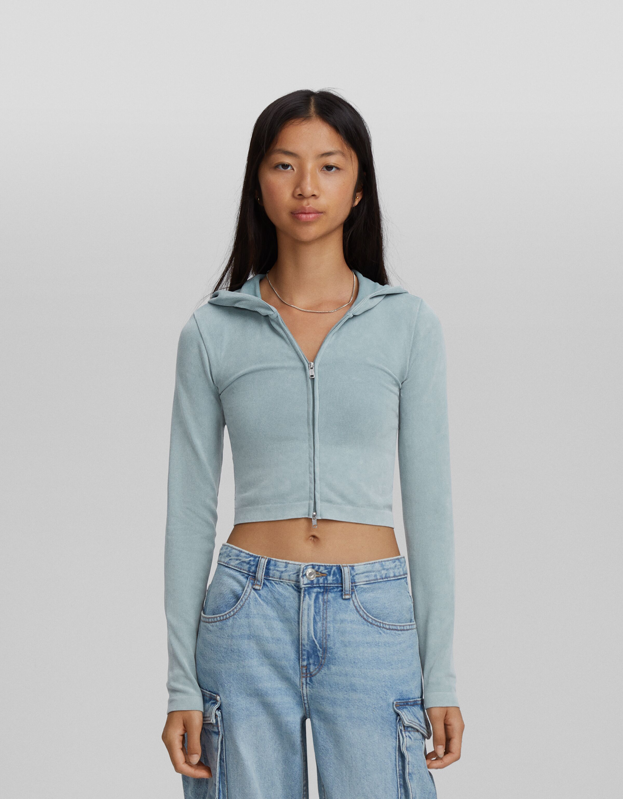 Sudadera cremallera capucha seamless