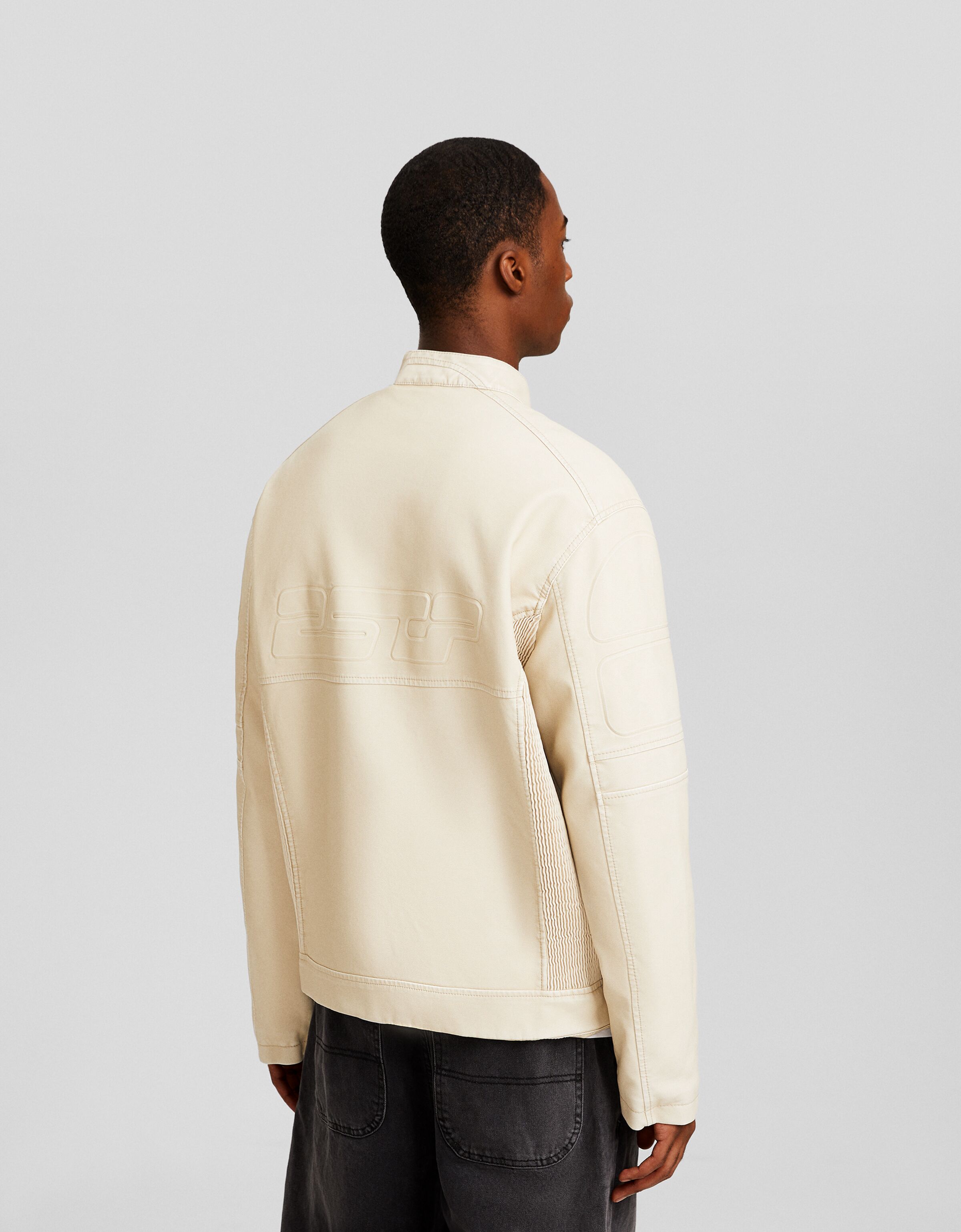 Cazadora biker oversize efecto piel desgastada