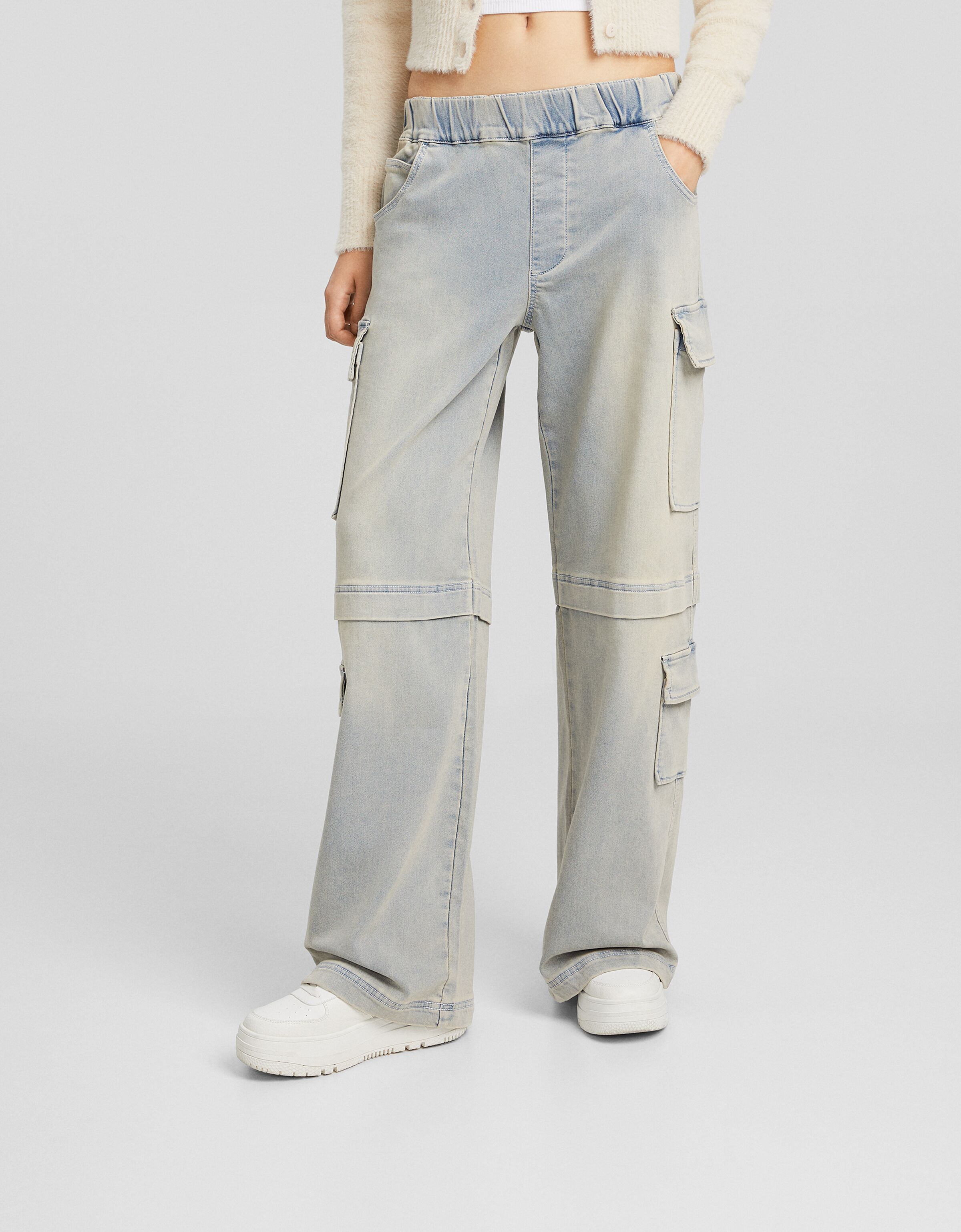 Pantalón knit denim cargo