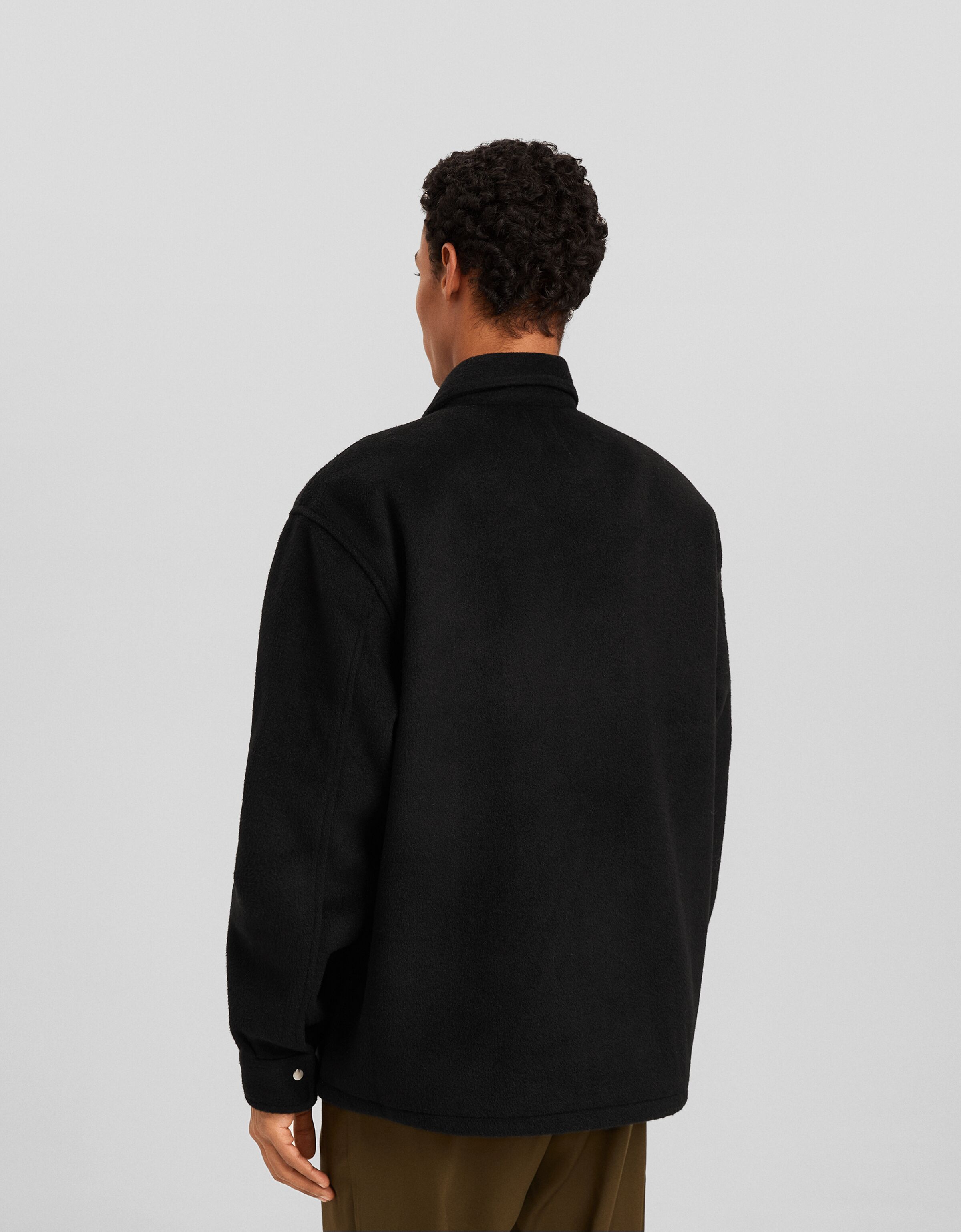 Sobrecamisa manga larga efecto franela cremallera