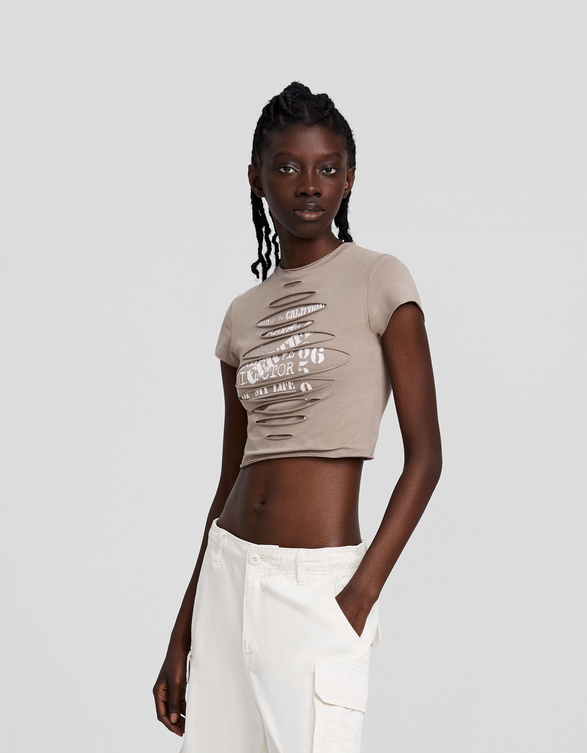 Camiseta manga corta doble capa cortes print