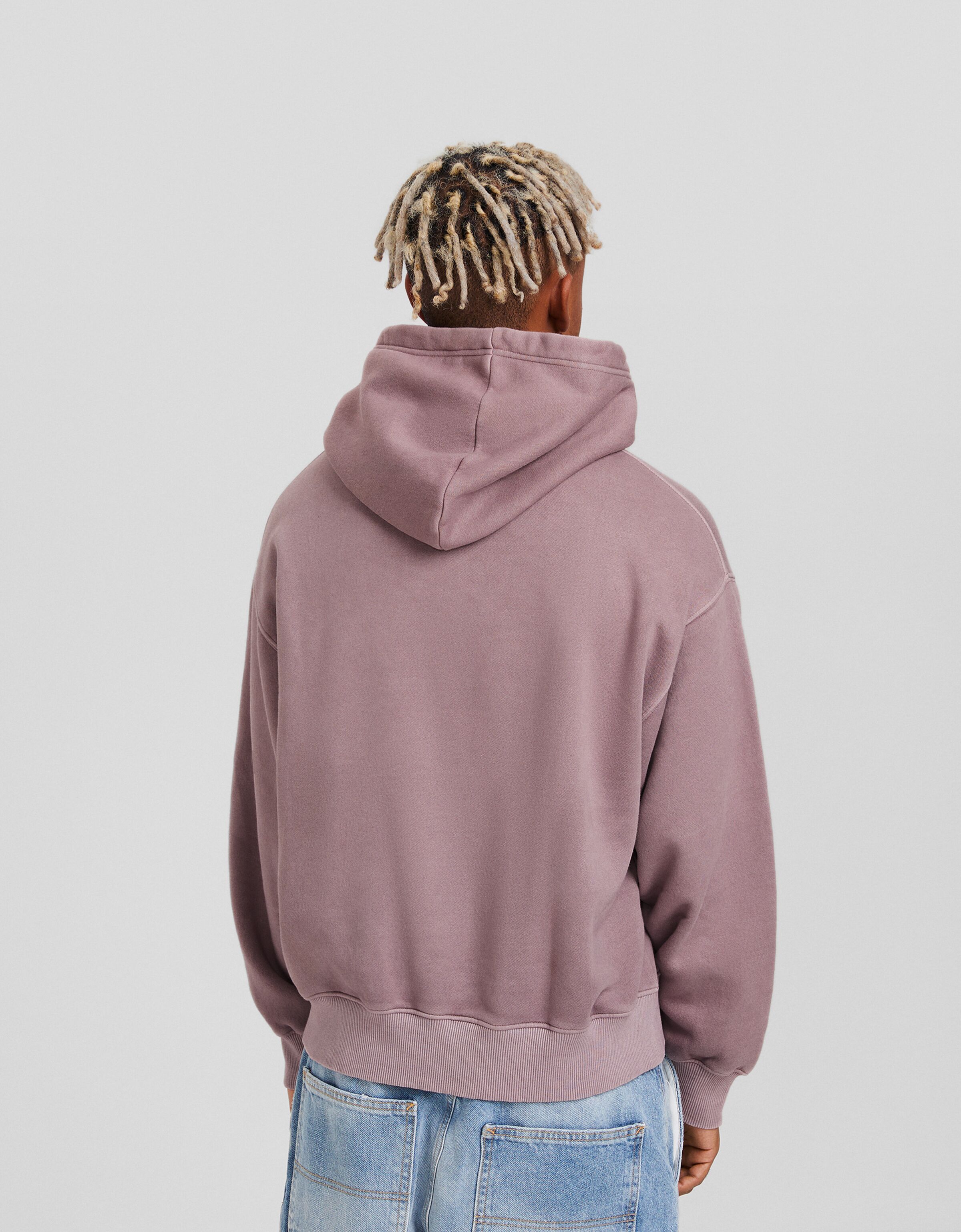 Sudadera capucha boxy fit efecto lavado