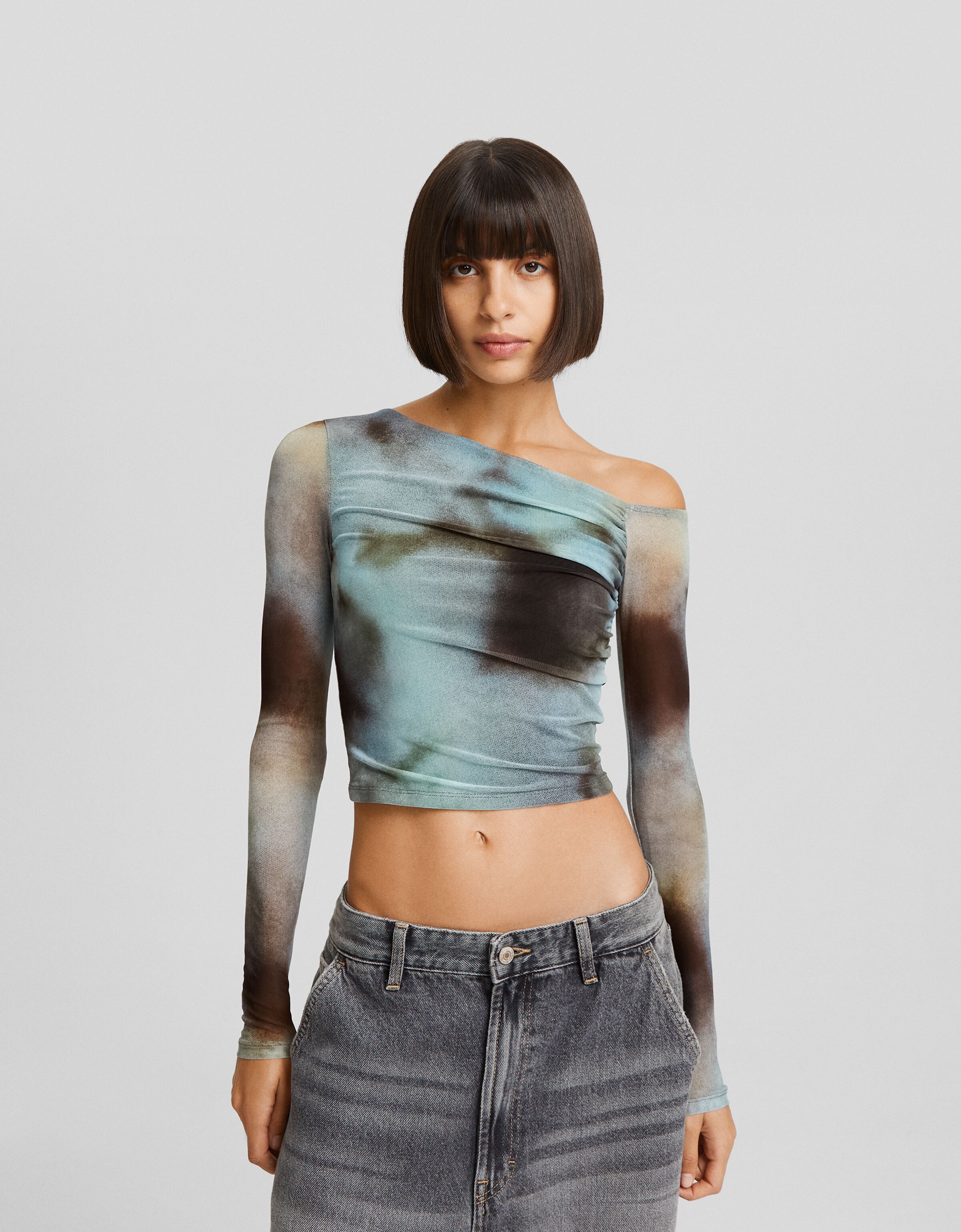 Camiseta manga larga tul print