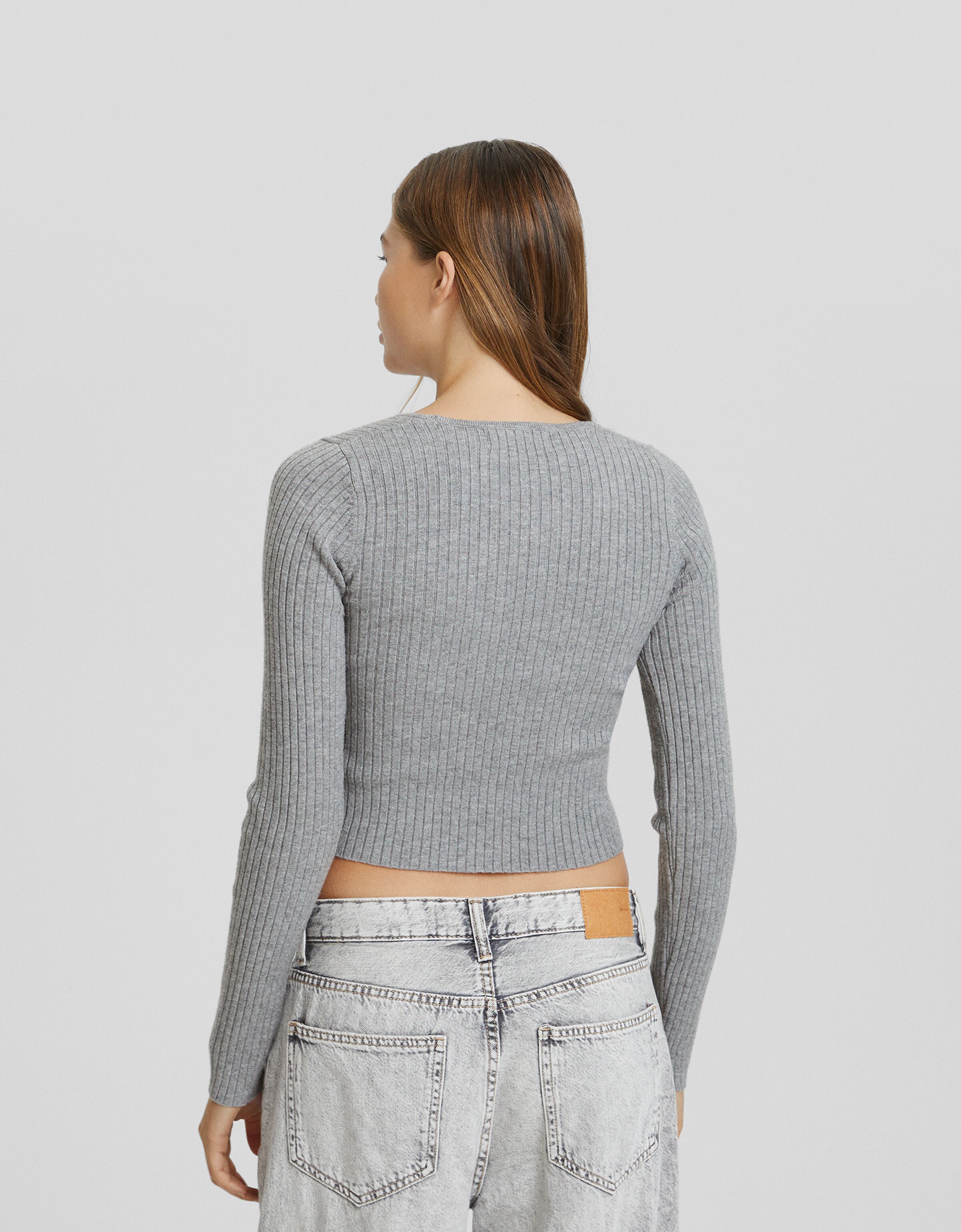 Jersey escote corazón canalé