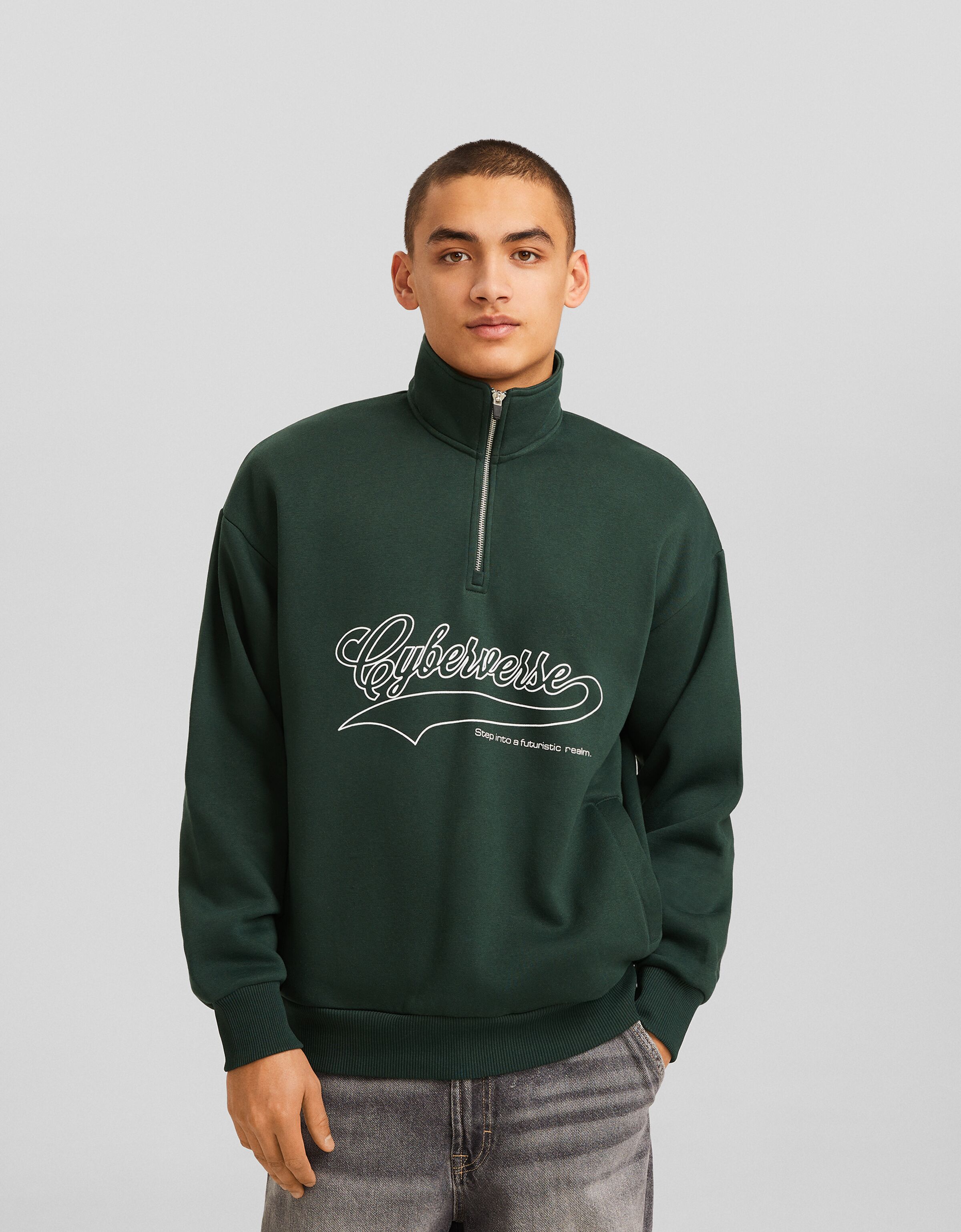 Sudadera cremallera varsity