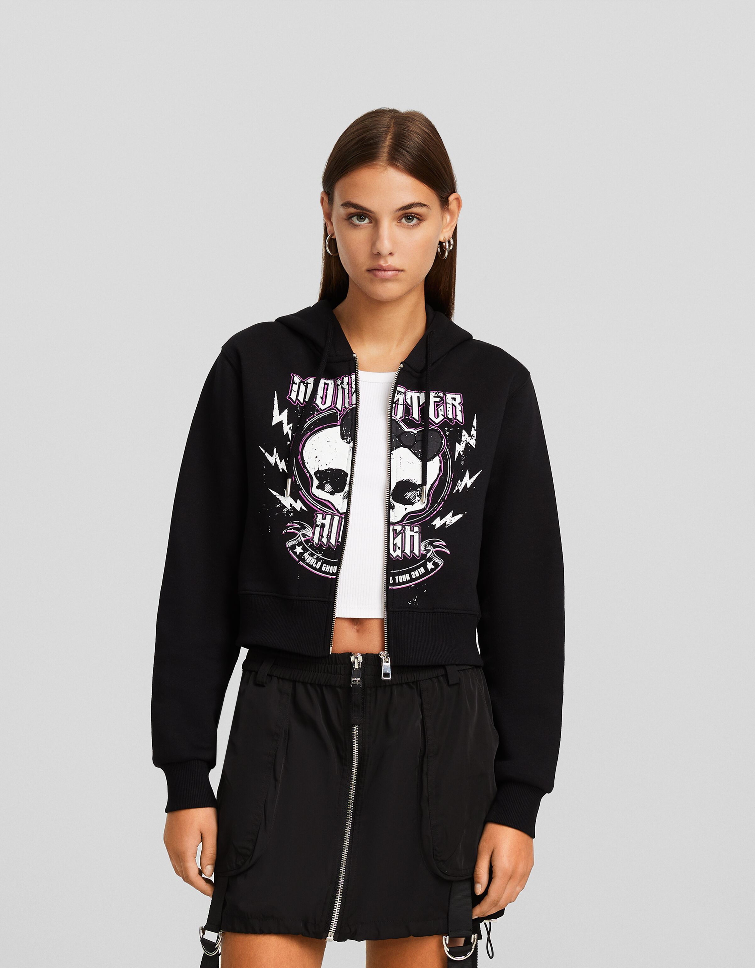 Sudadera Monster High cremallera capucha print