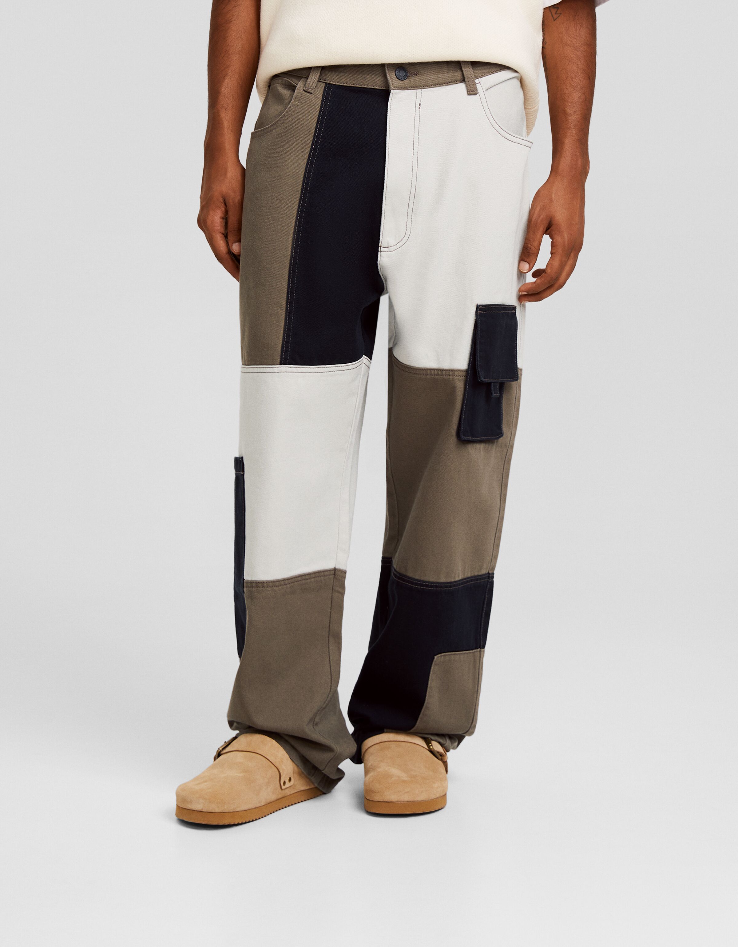 Jeans cargo color block