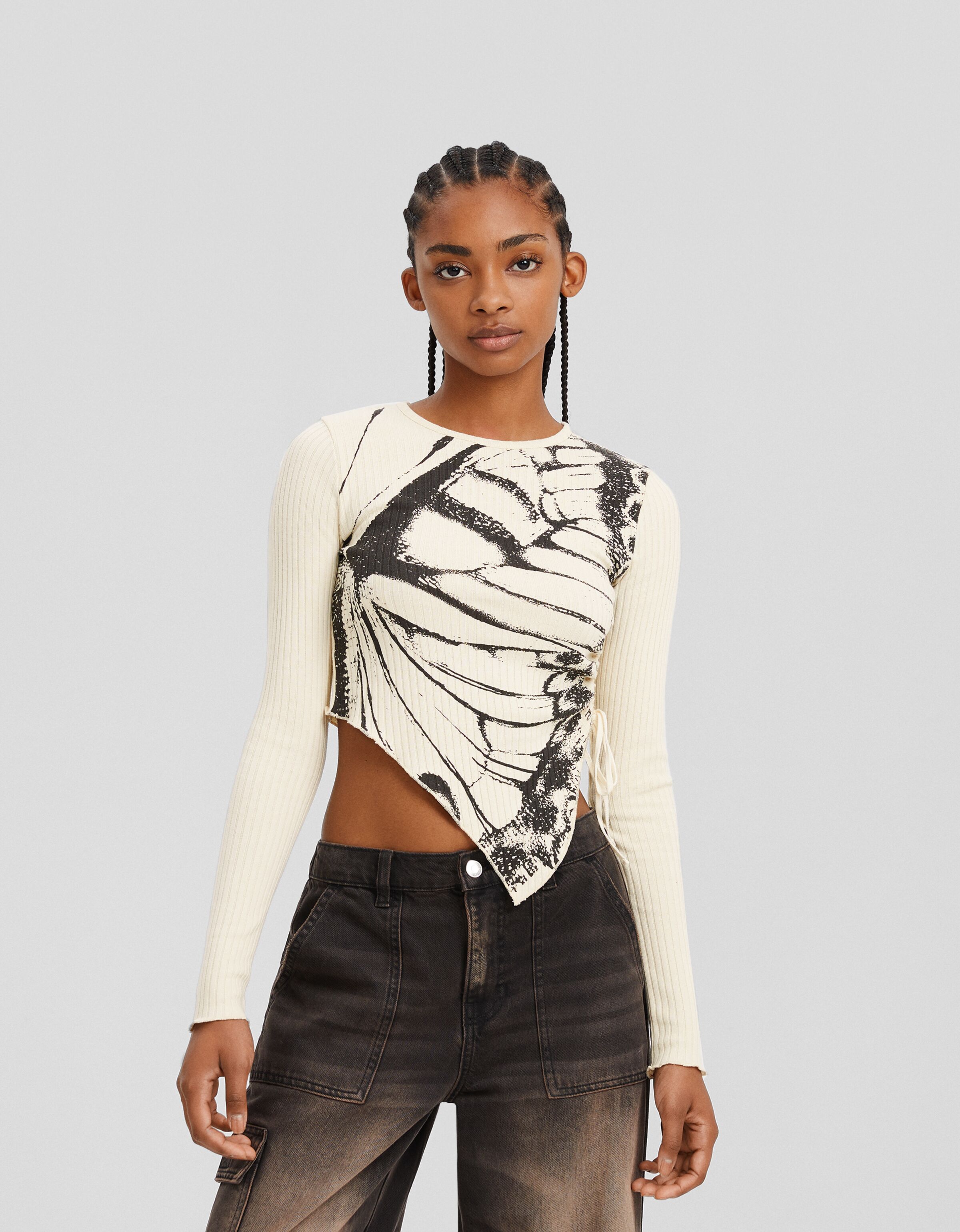 Jersey frunce lateral print