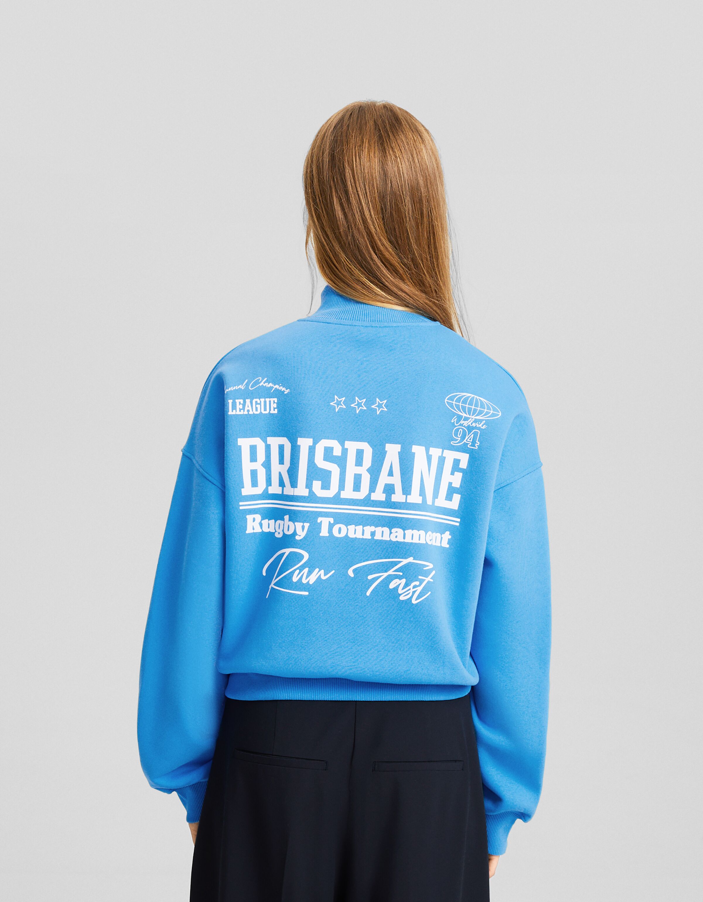 Sudadera cremallera cuello subido print