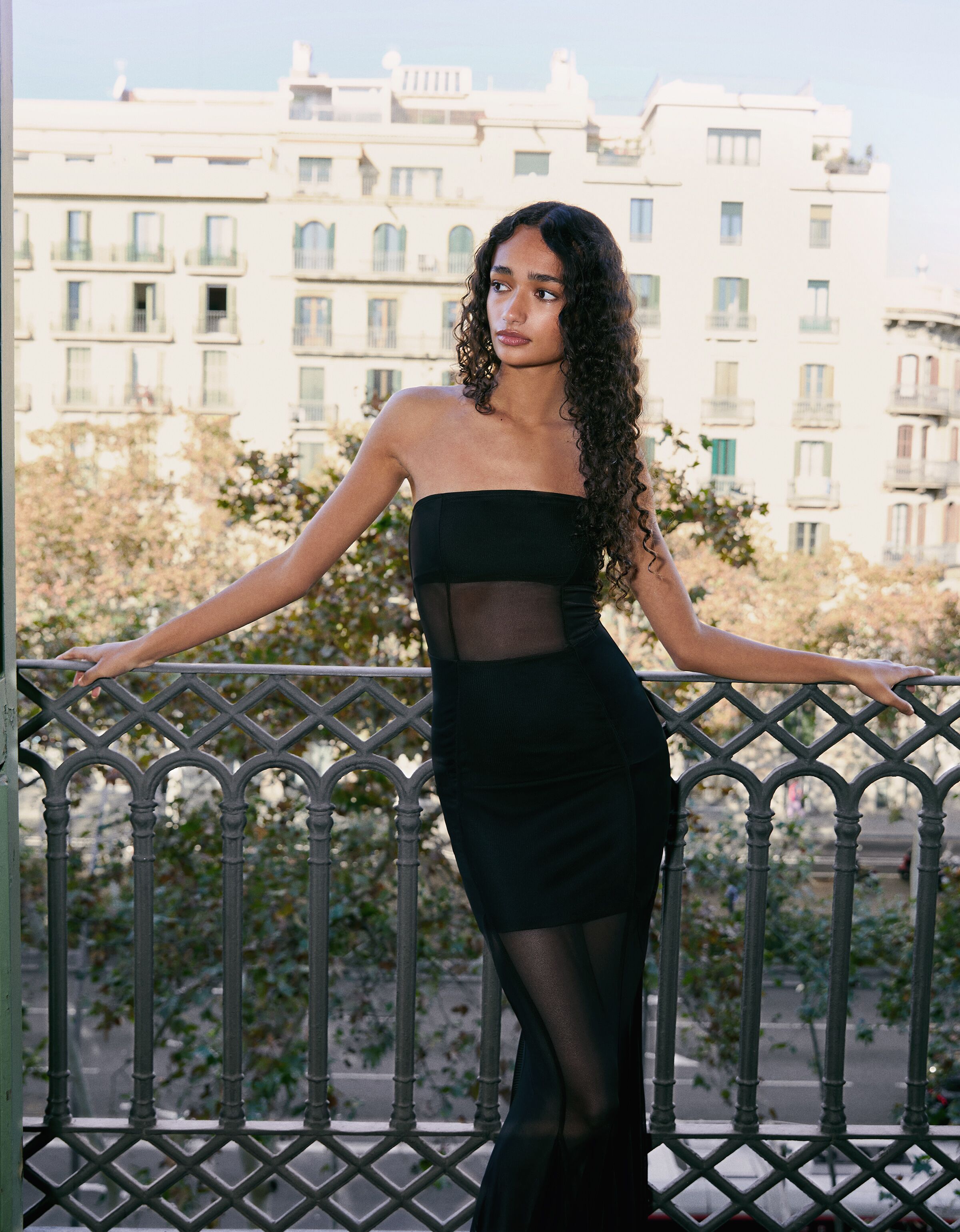 Vestido largo bandeau tul