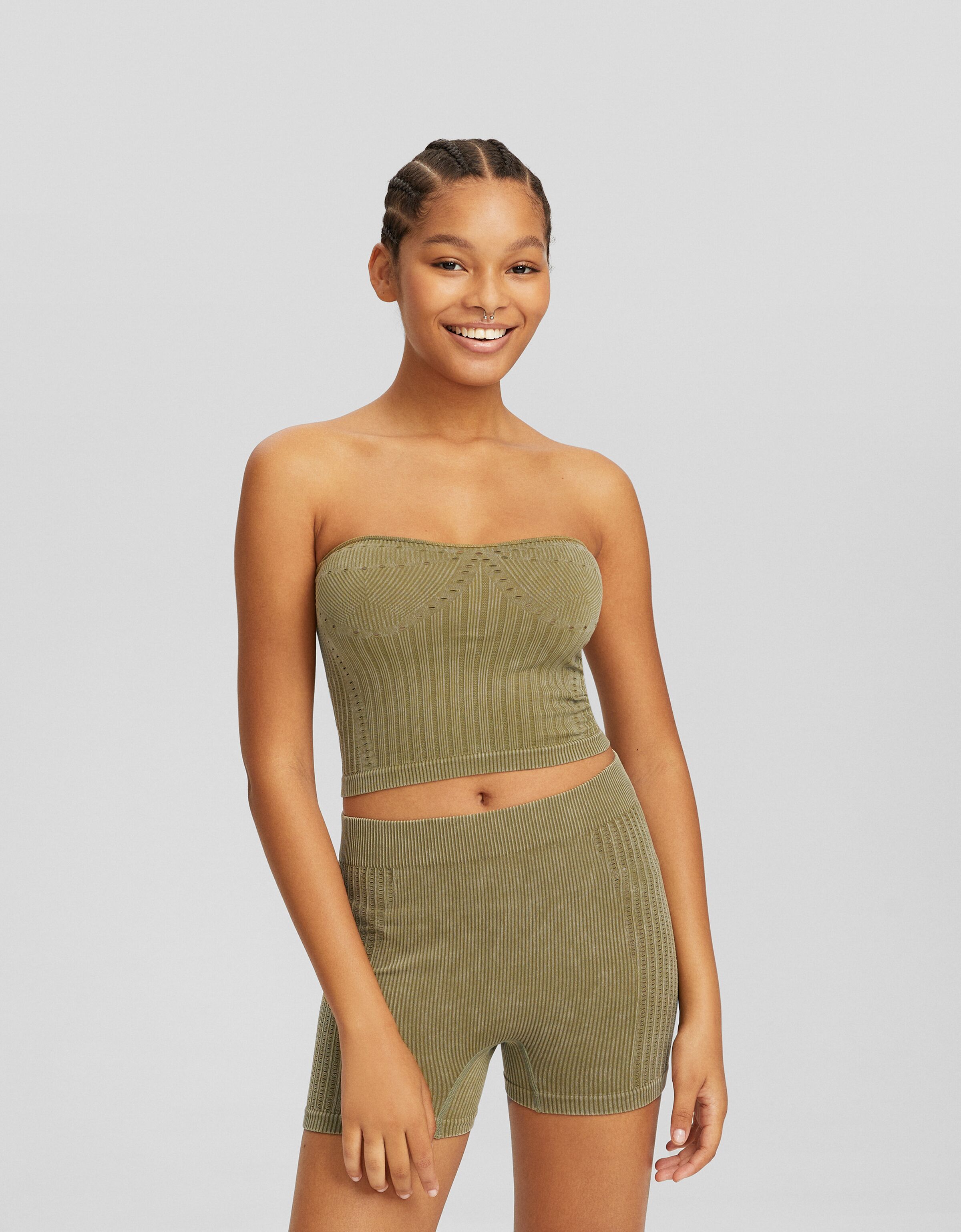 Top bandeau seamless efecto lavado