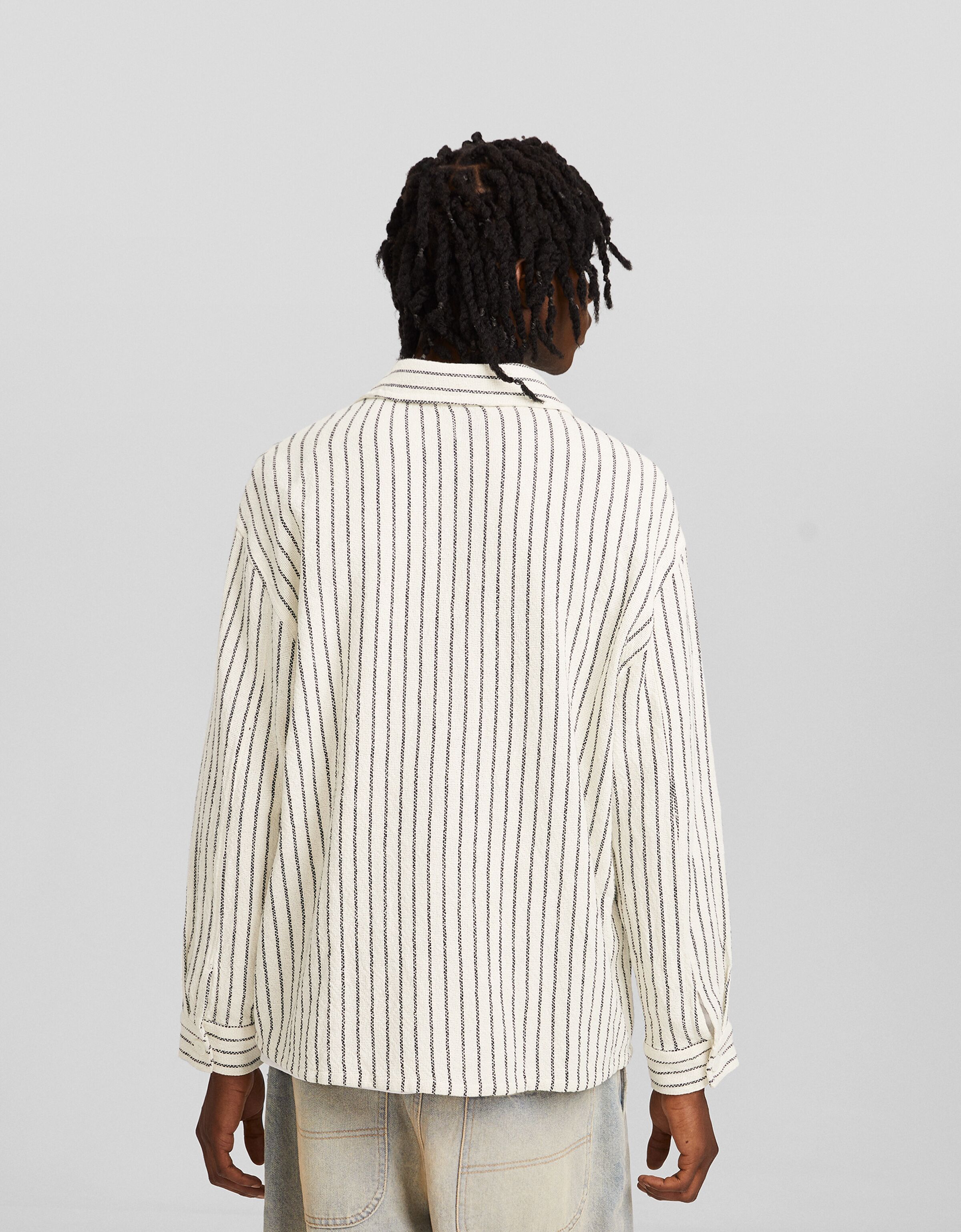 Sobrecamisa manga larga rústica rayas