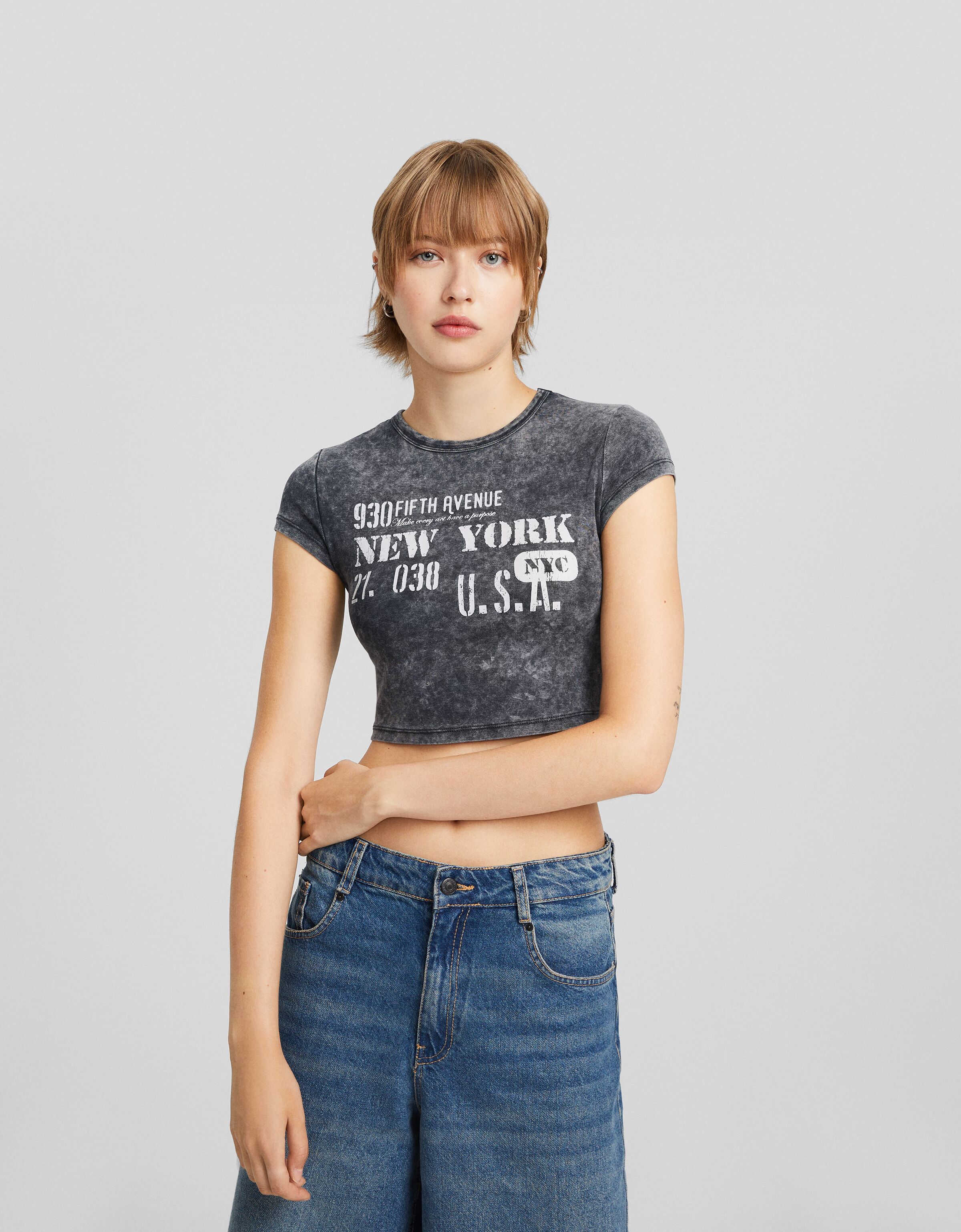 Camiseta manga corta ajustada print