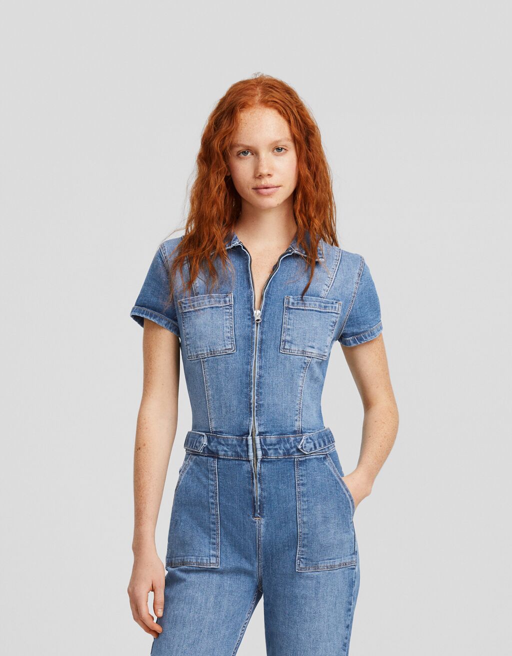 Mono denim largo manga corta