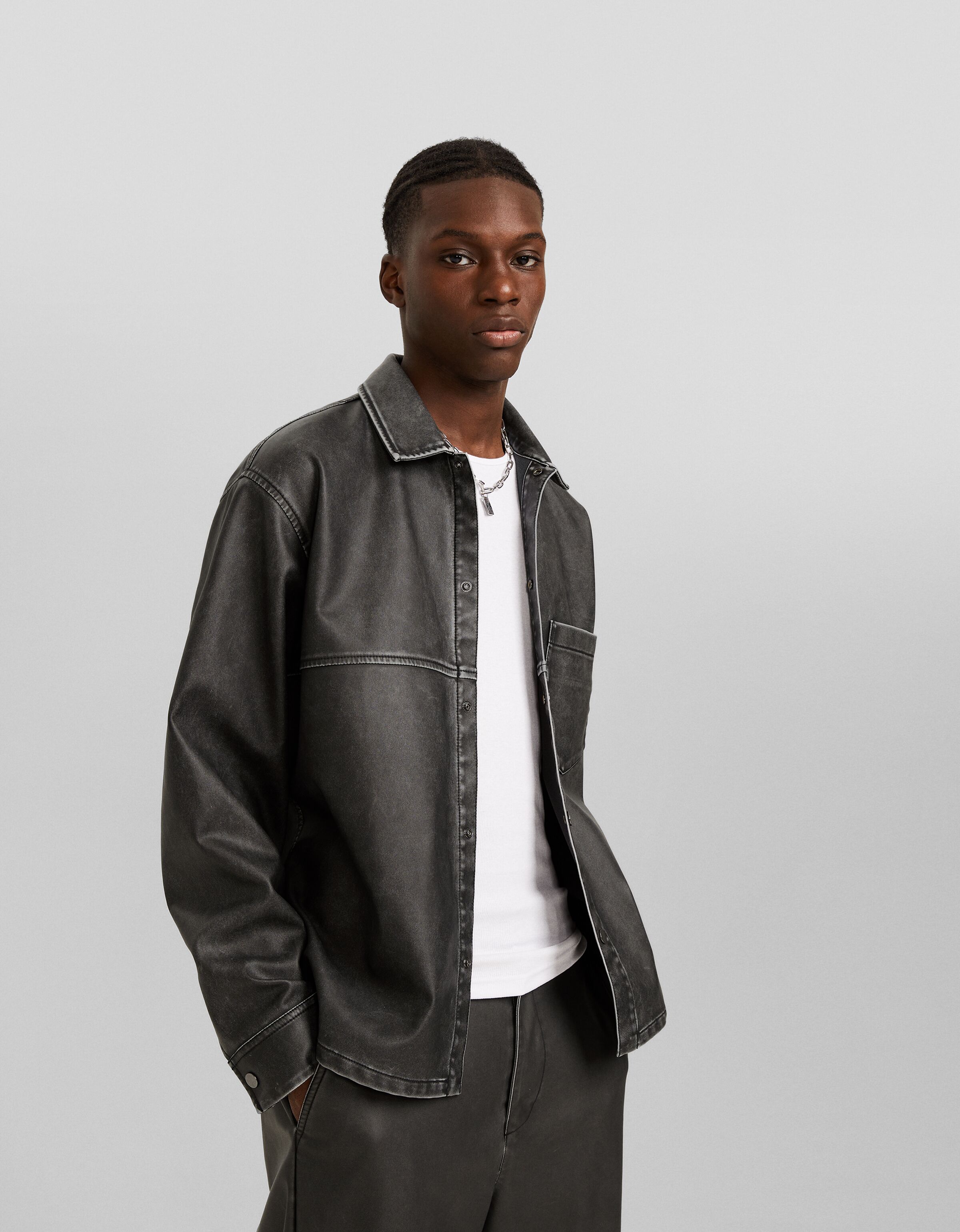 Camisa manga larga efecto piel desgastada