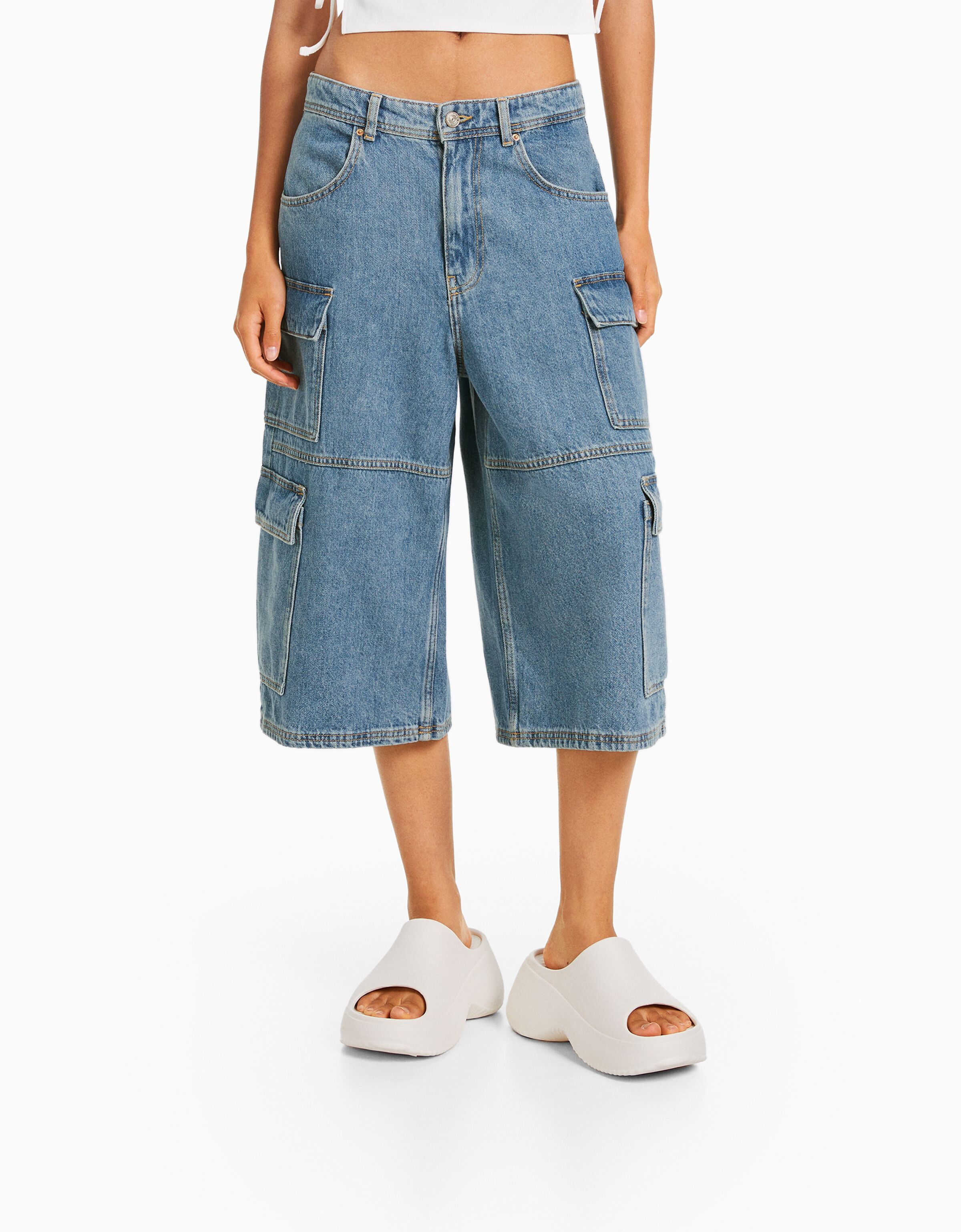 Bermuda denim cargo baggy