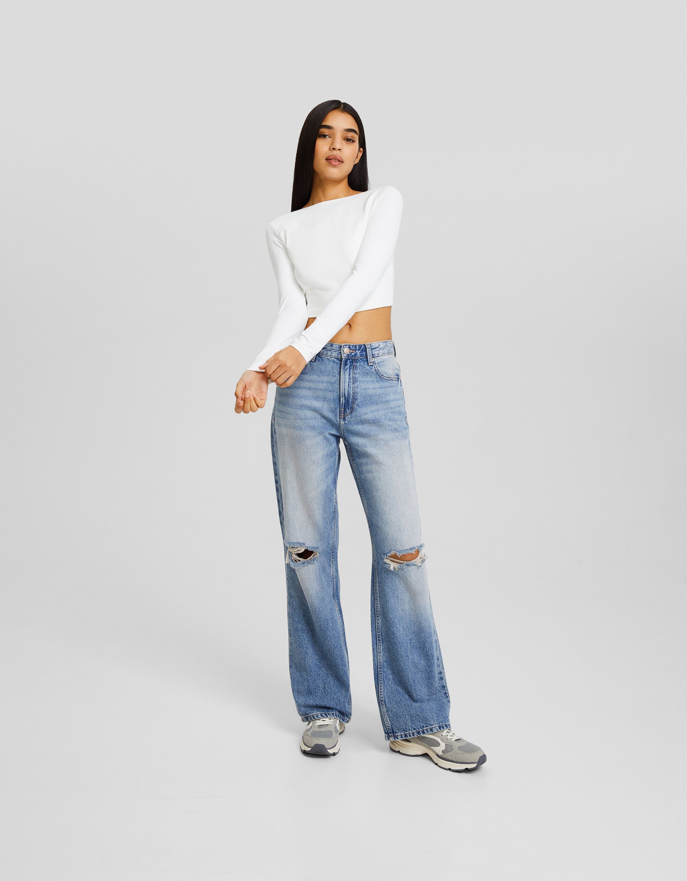 Jeans 90's wide leg rotos