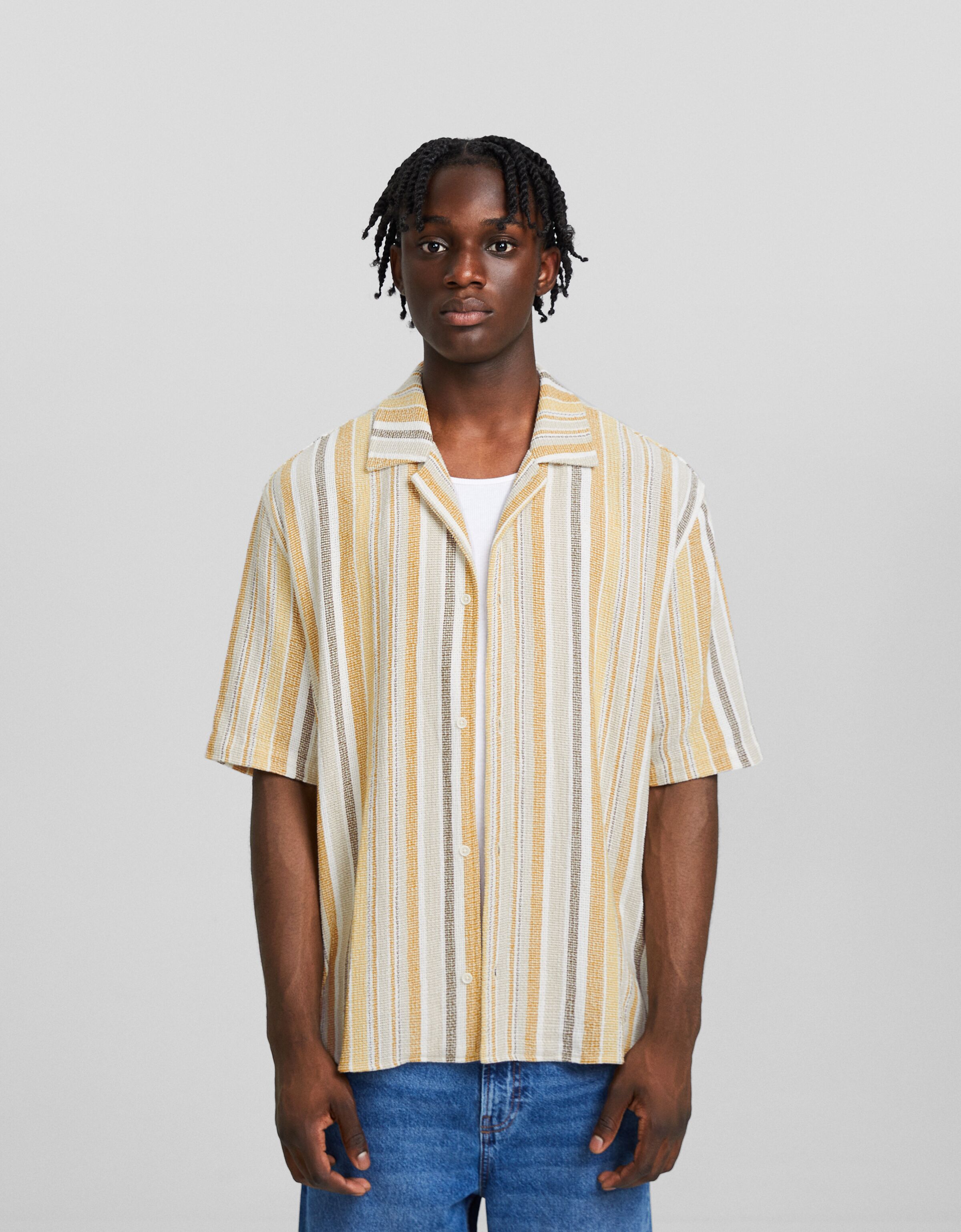 Camisa manga corta rústica rayas