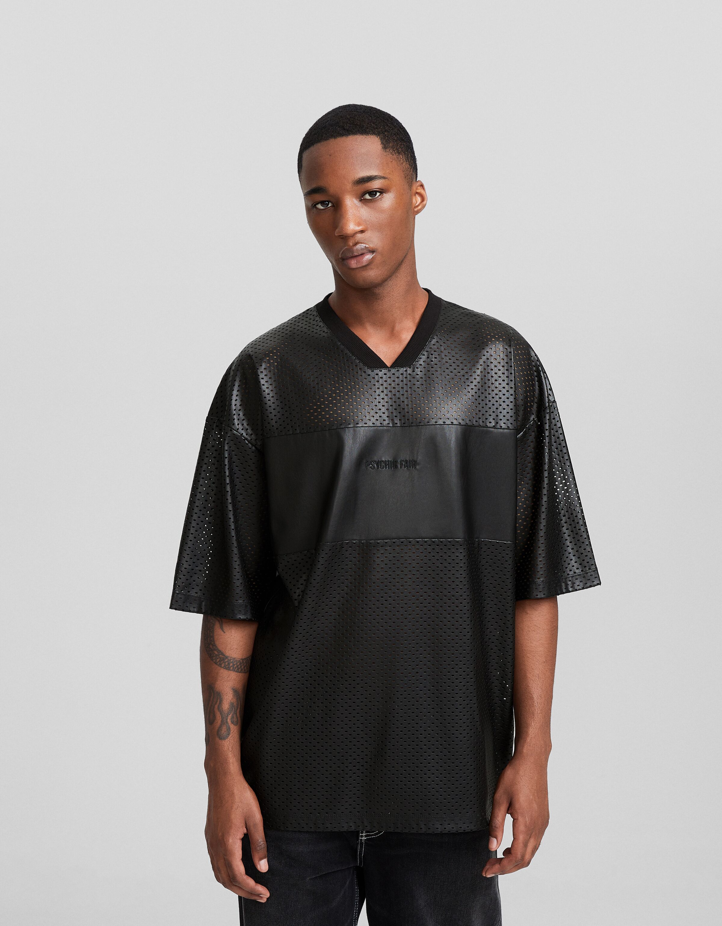 Camiseta manga corta extra loose fit efecto piel