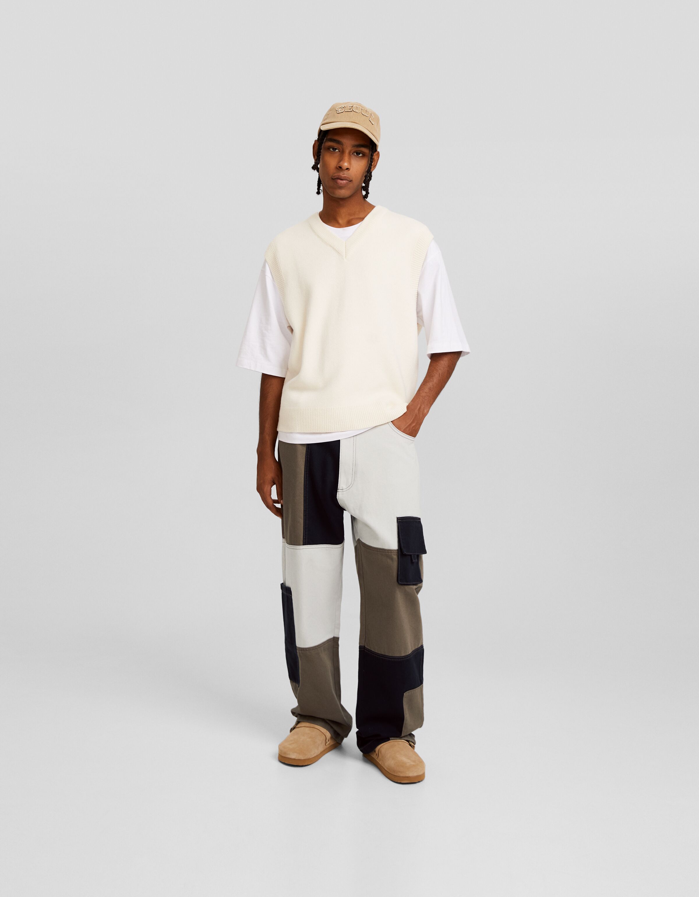 Jeans cargo color block