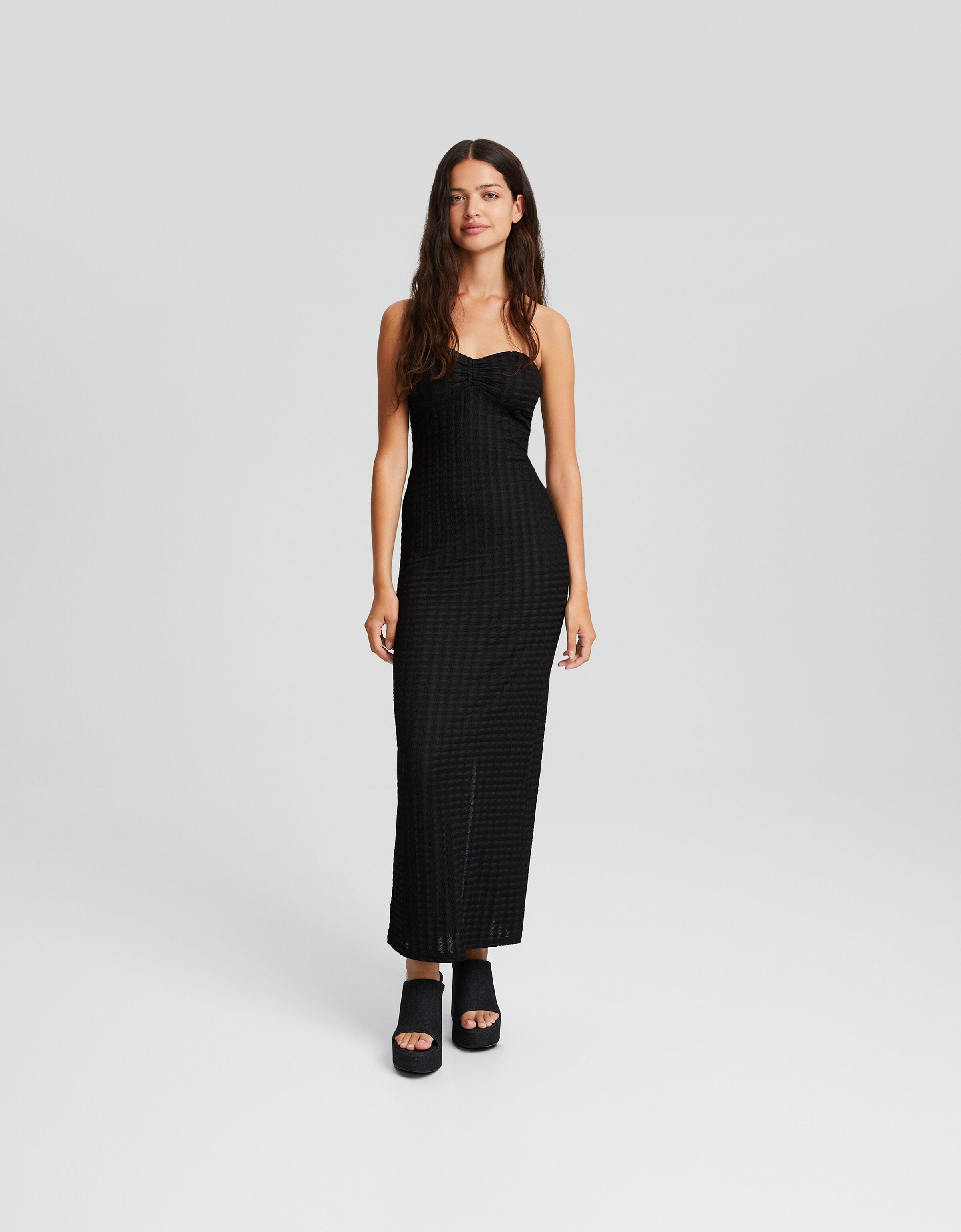 Vestido largo bandeau rústico