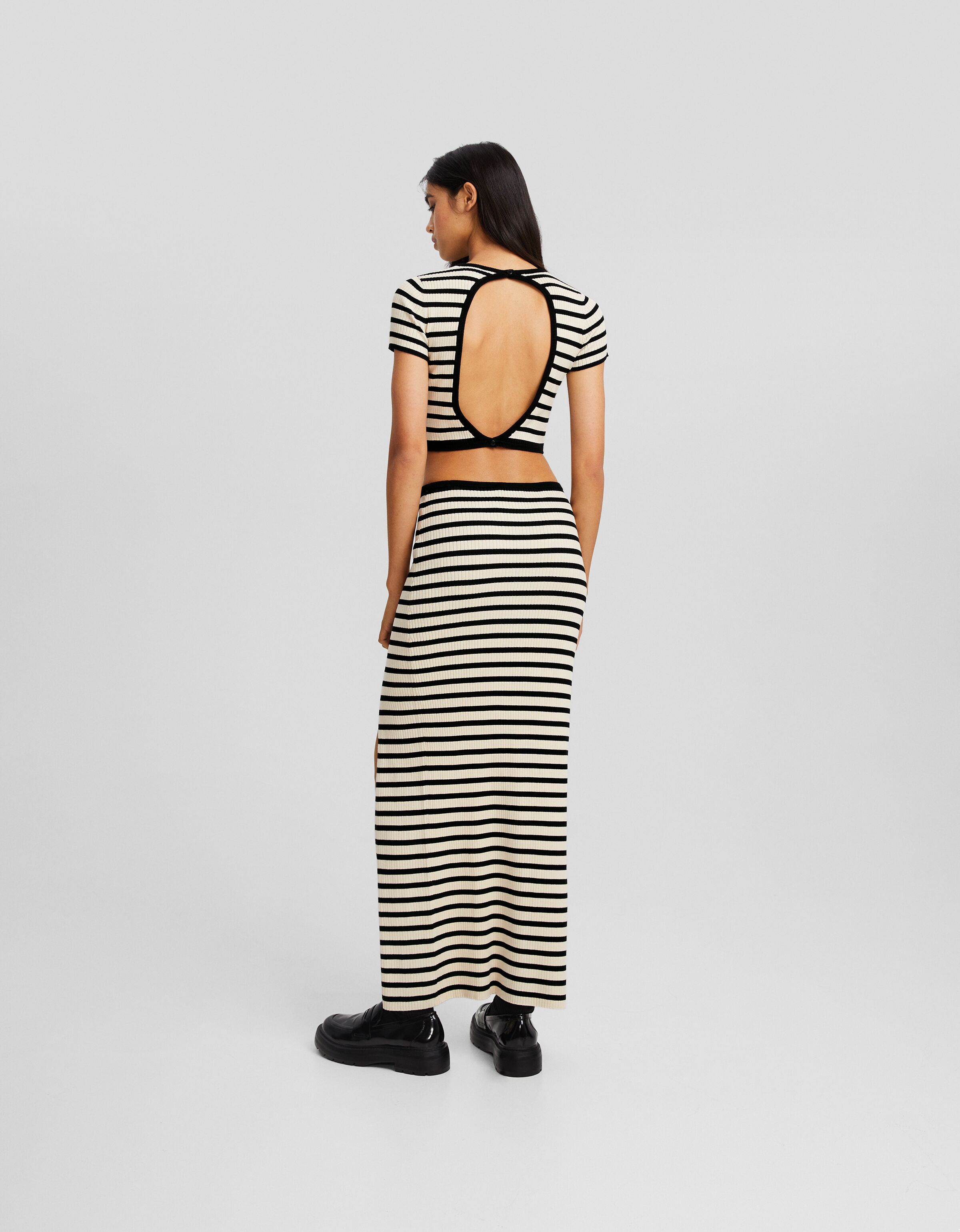 Jersey manga corta rib espalda descubierta