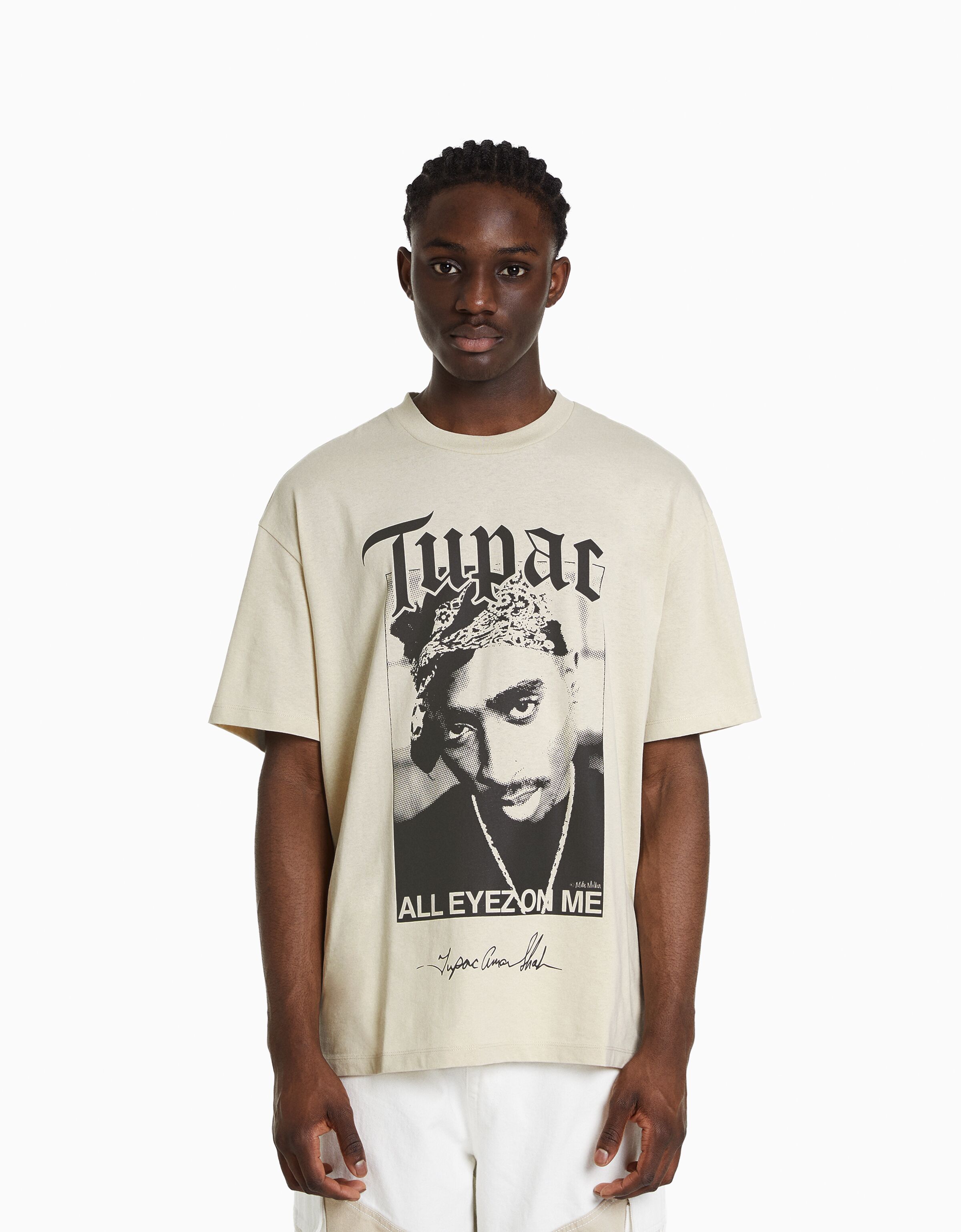 Camiseta Tupac manga corta boxy fit print