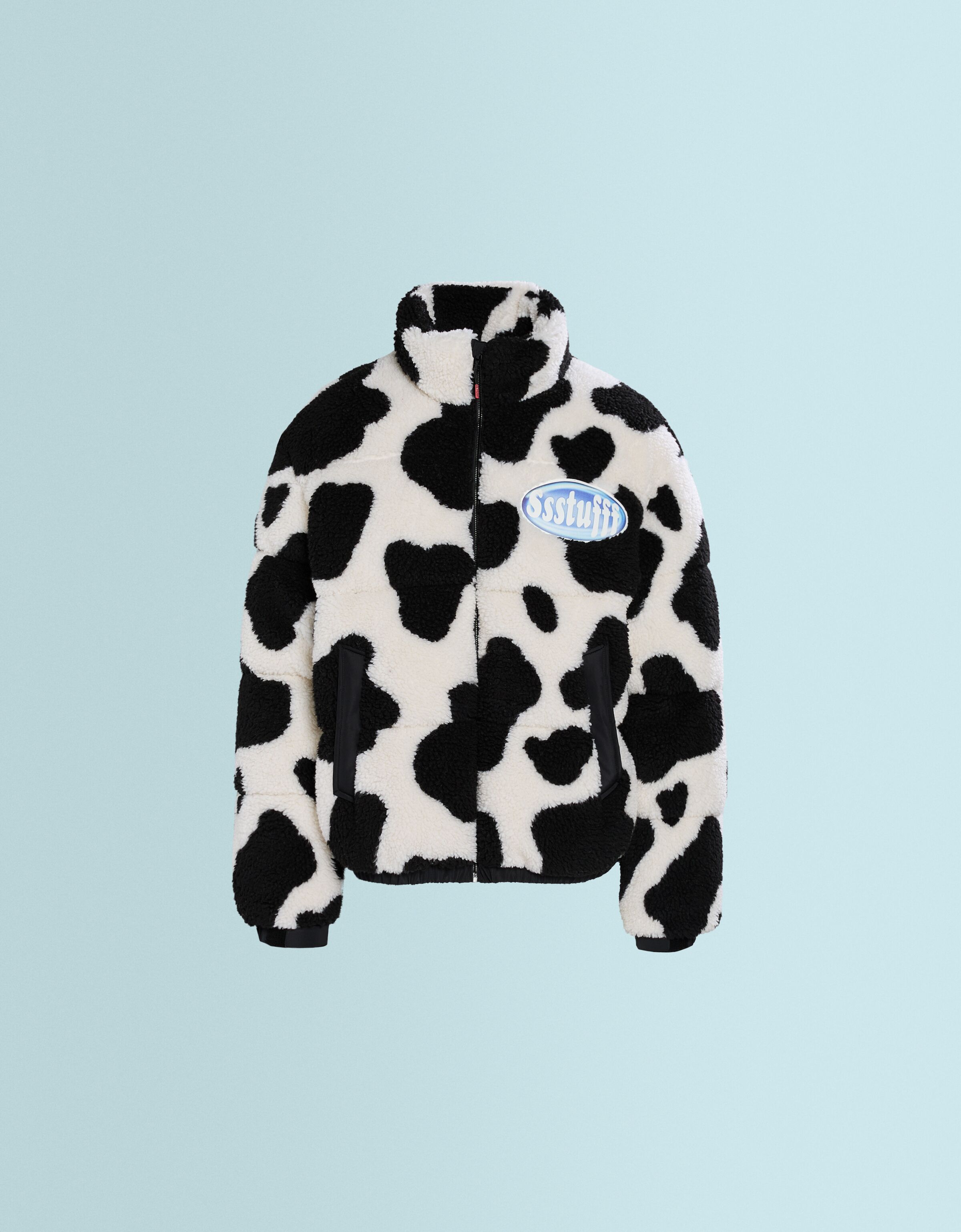 Cazadora SSSTUFFF X BERSHKA acolchada borreguillo animal print parche