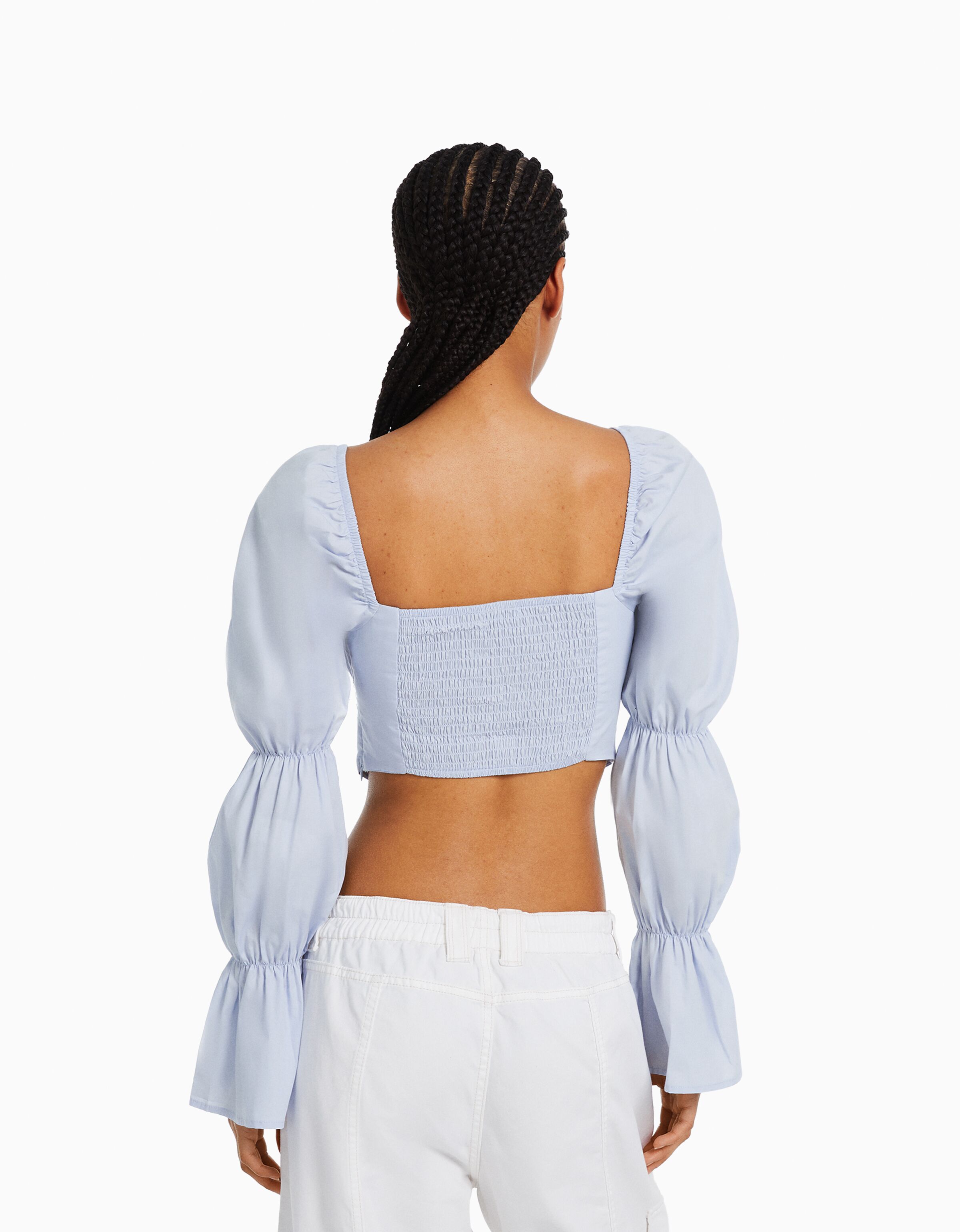 Blusa corsé cropped manga larga