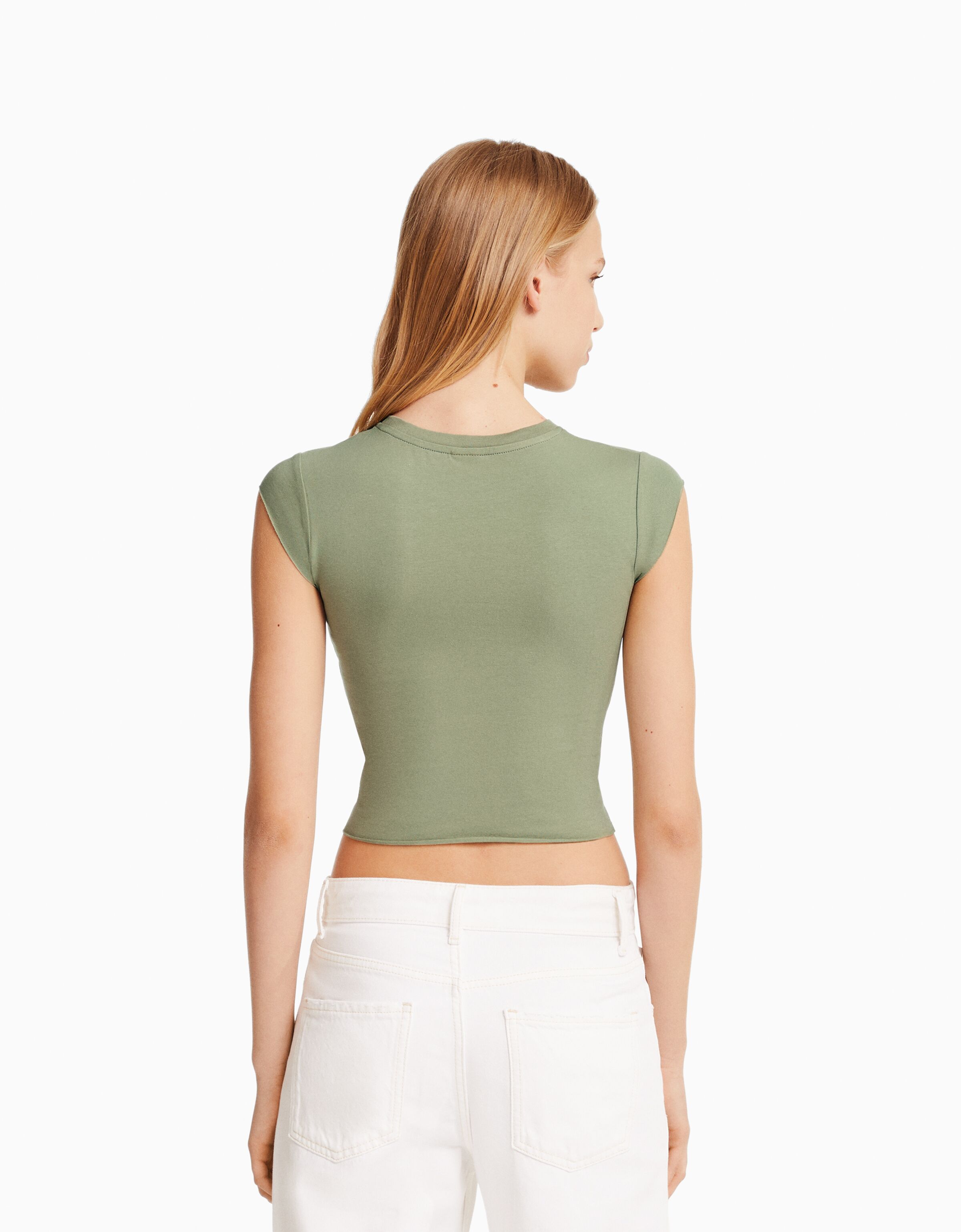 Camiseta manga corta cropped print