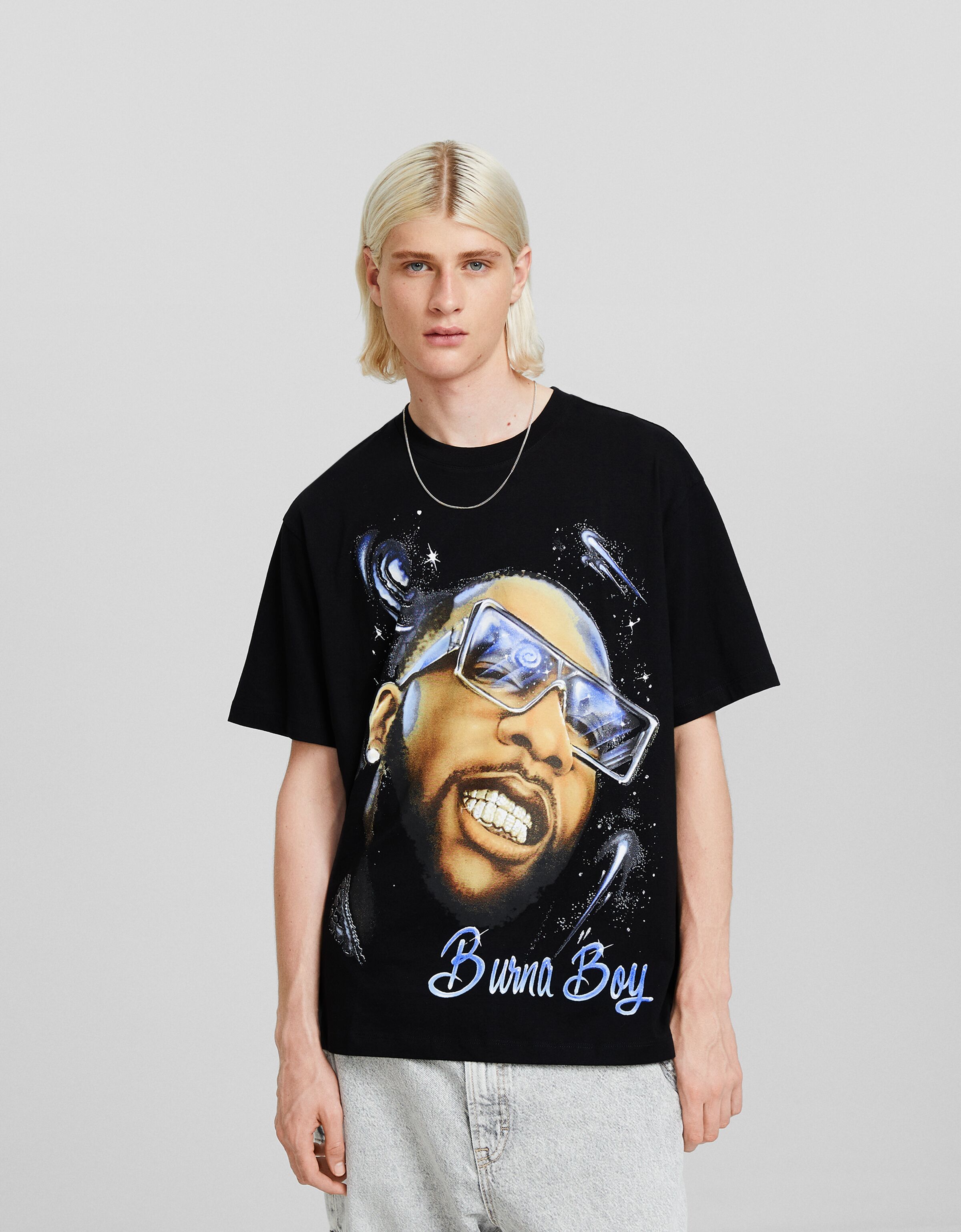 Camiseta Burna Boy manga corta boxy fit print
