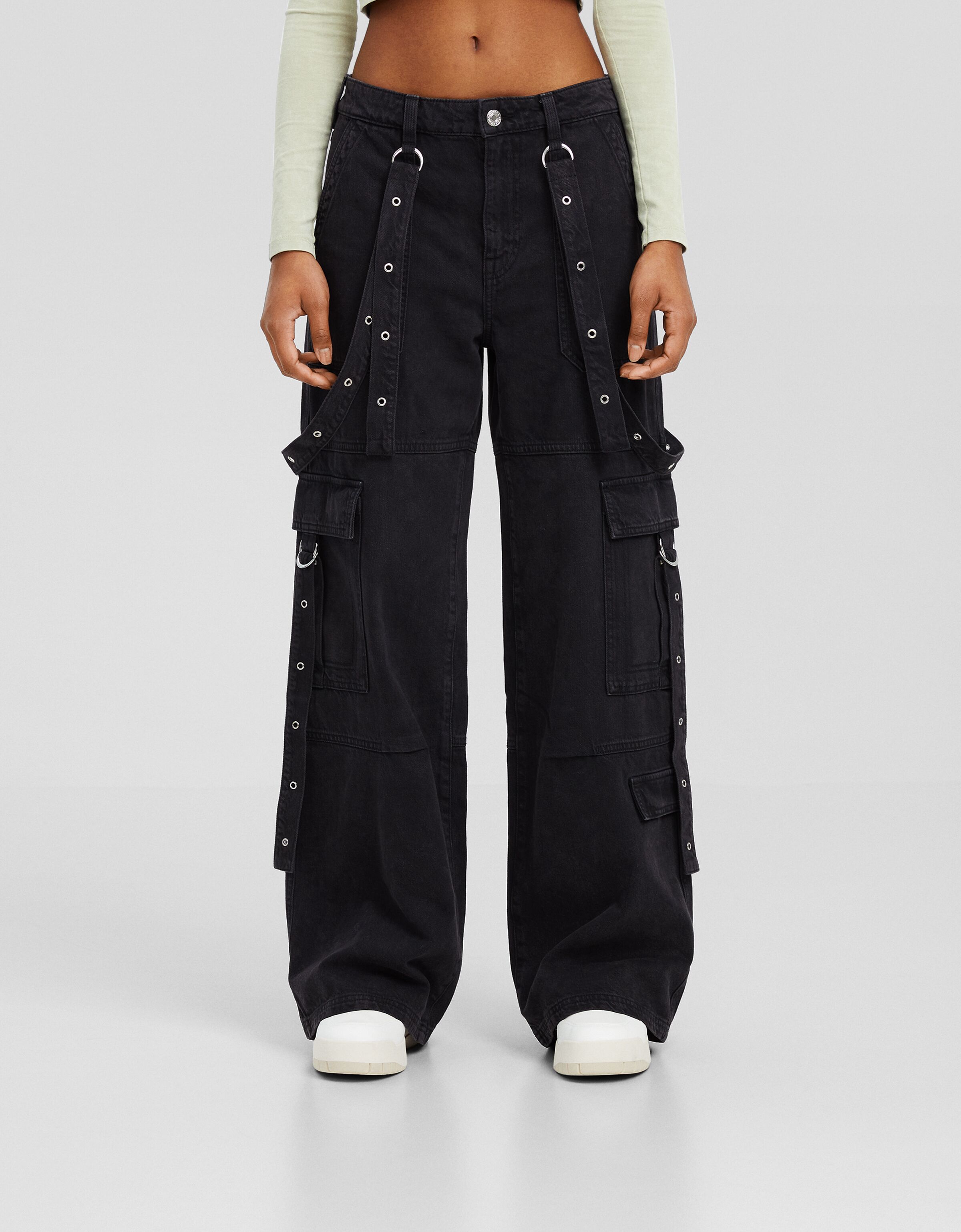 Pantalón cargo sarga tiras