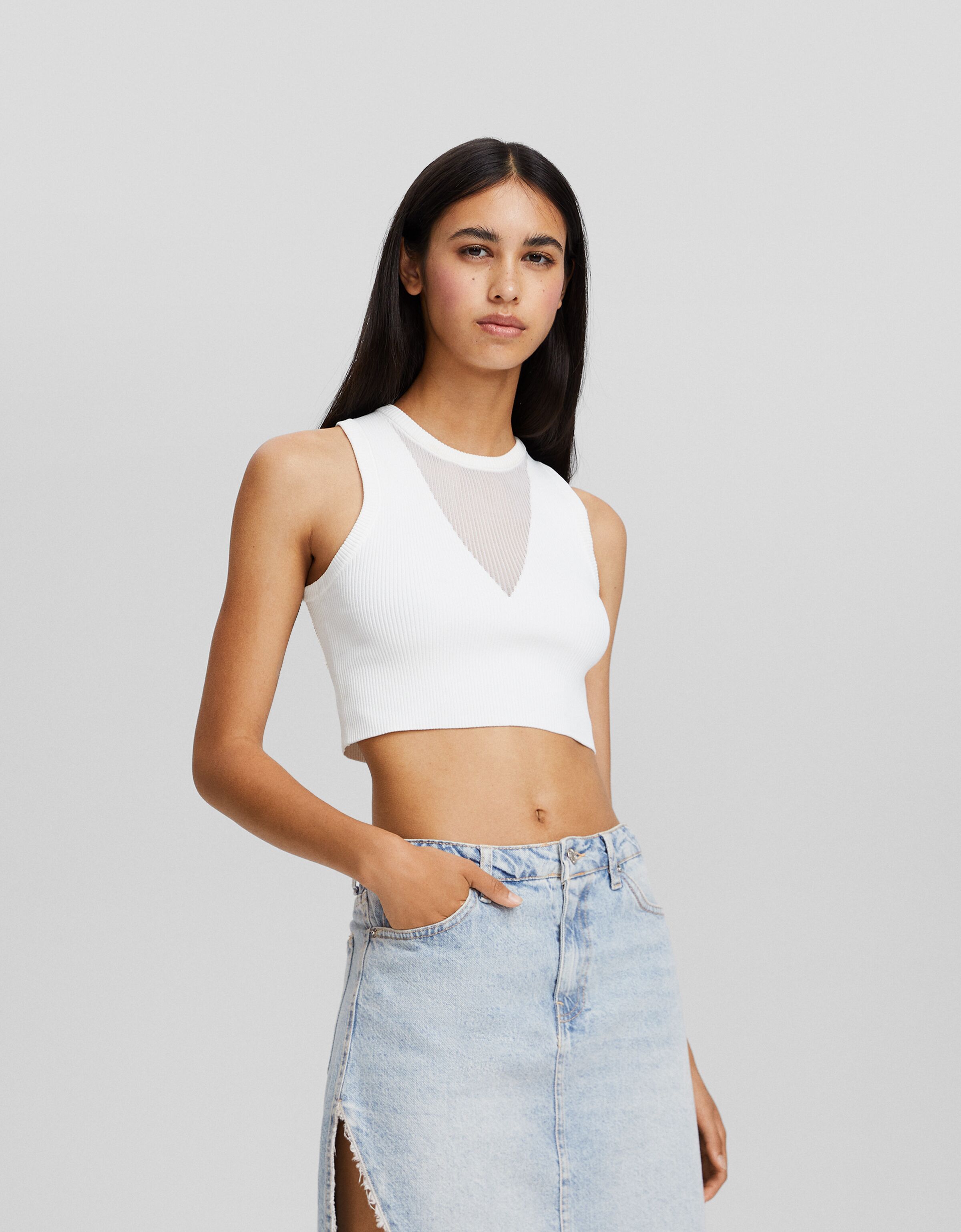 Falda denim abertura lateral